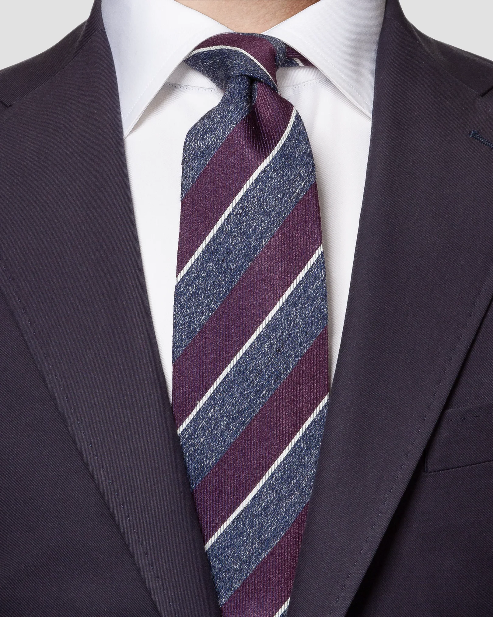 Eton - blue striped cotton silk linen tie