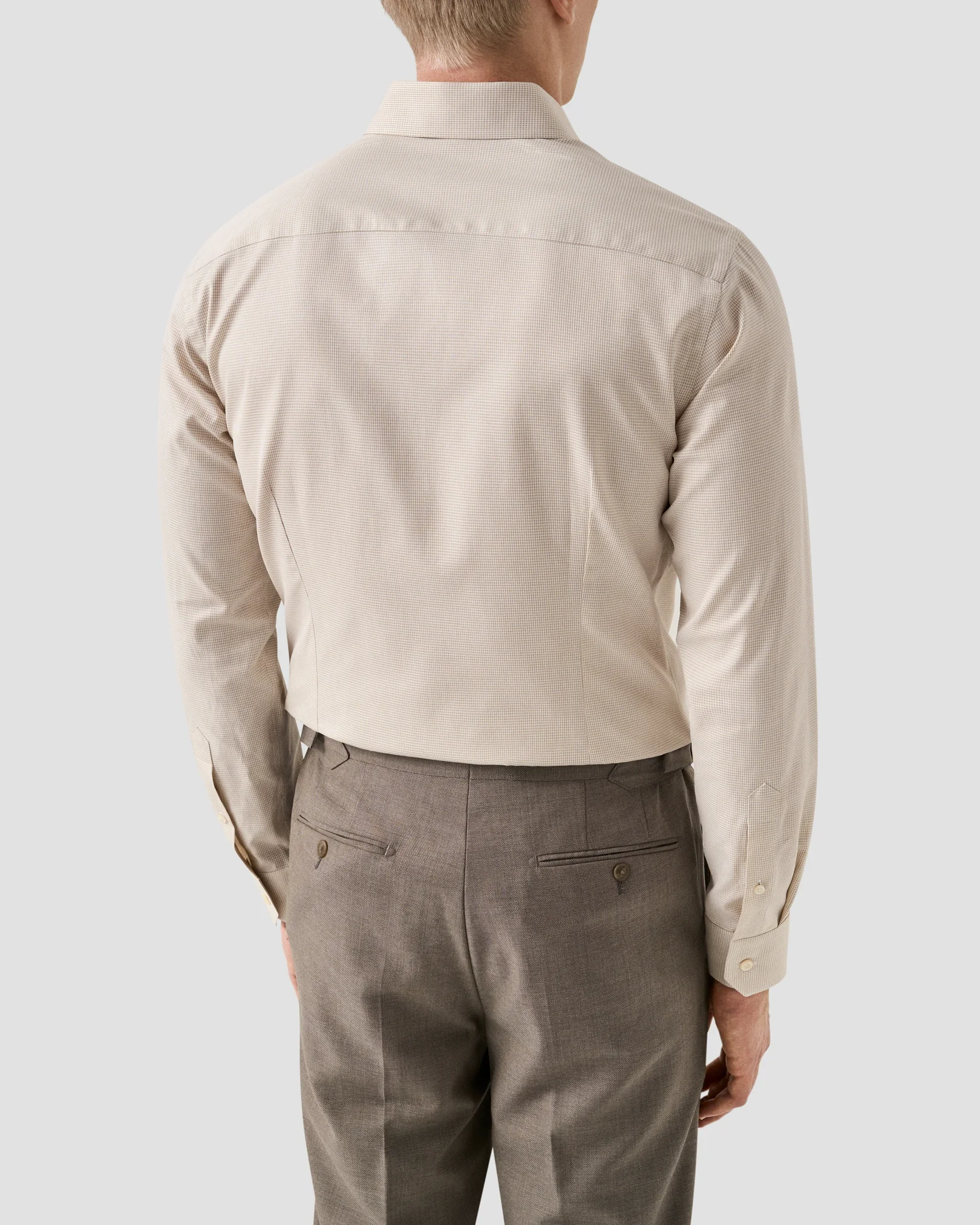 Eton - beige houndstooth signature twill shirt