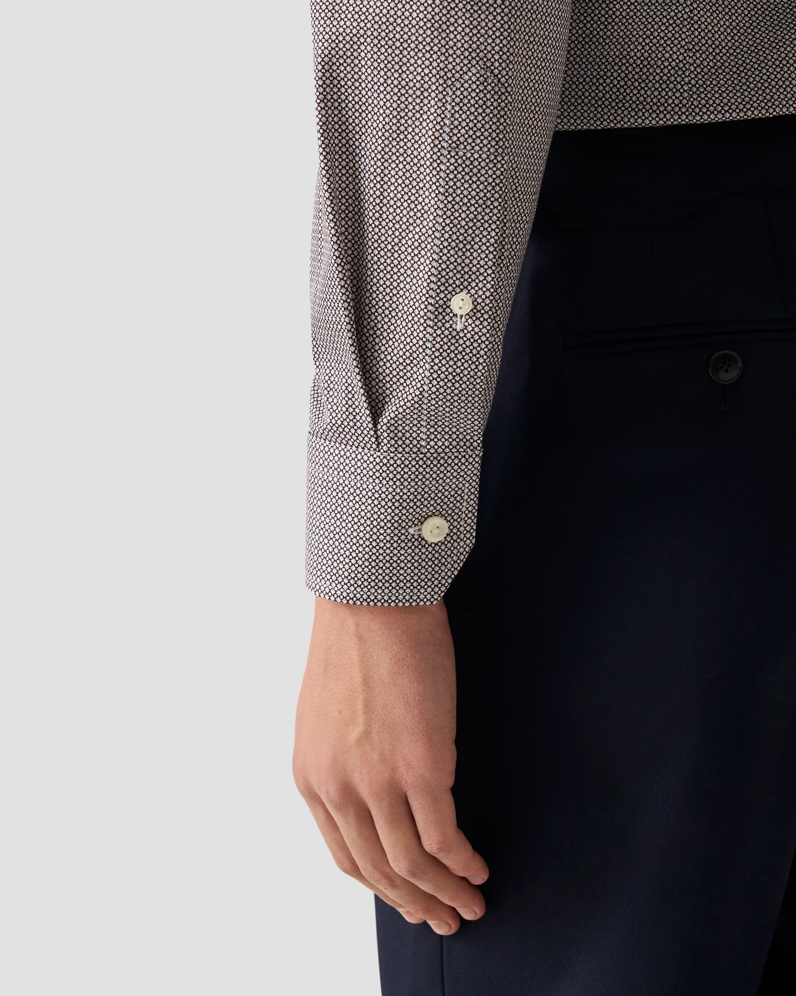 Eton - dark red micro print signature twill shirt