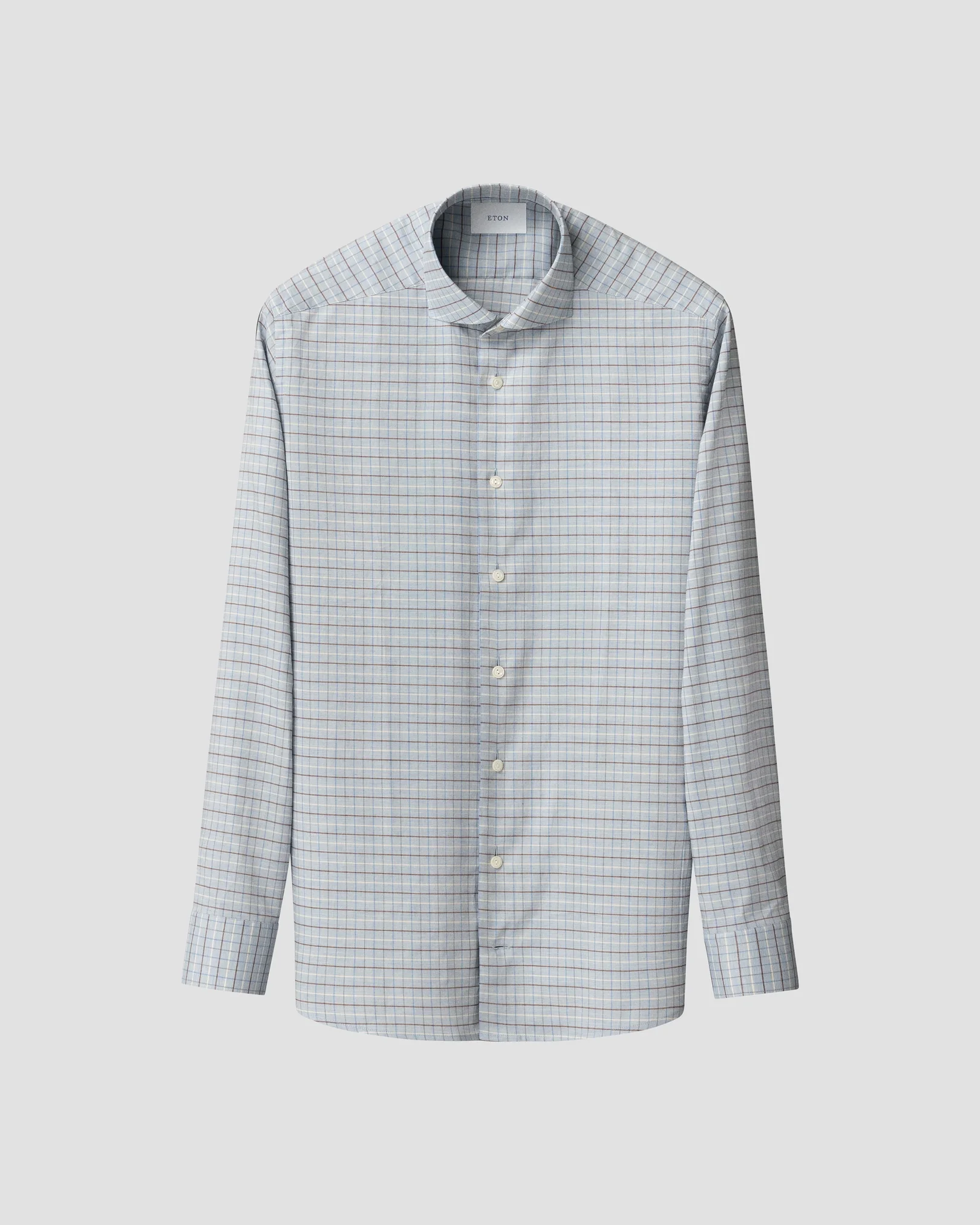 Eton - light blue check signature flannel shirt 256