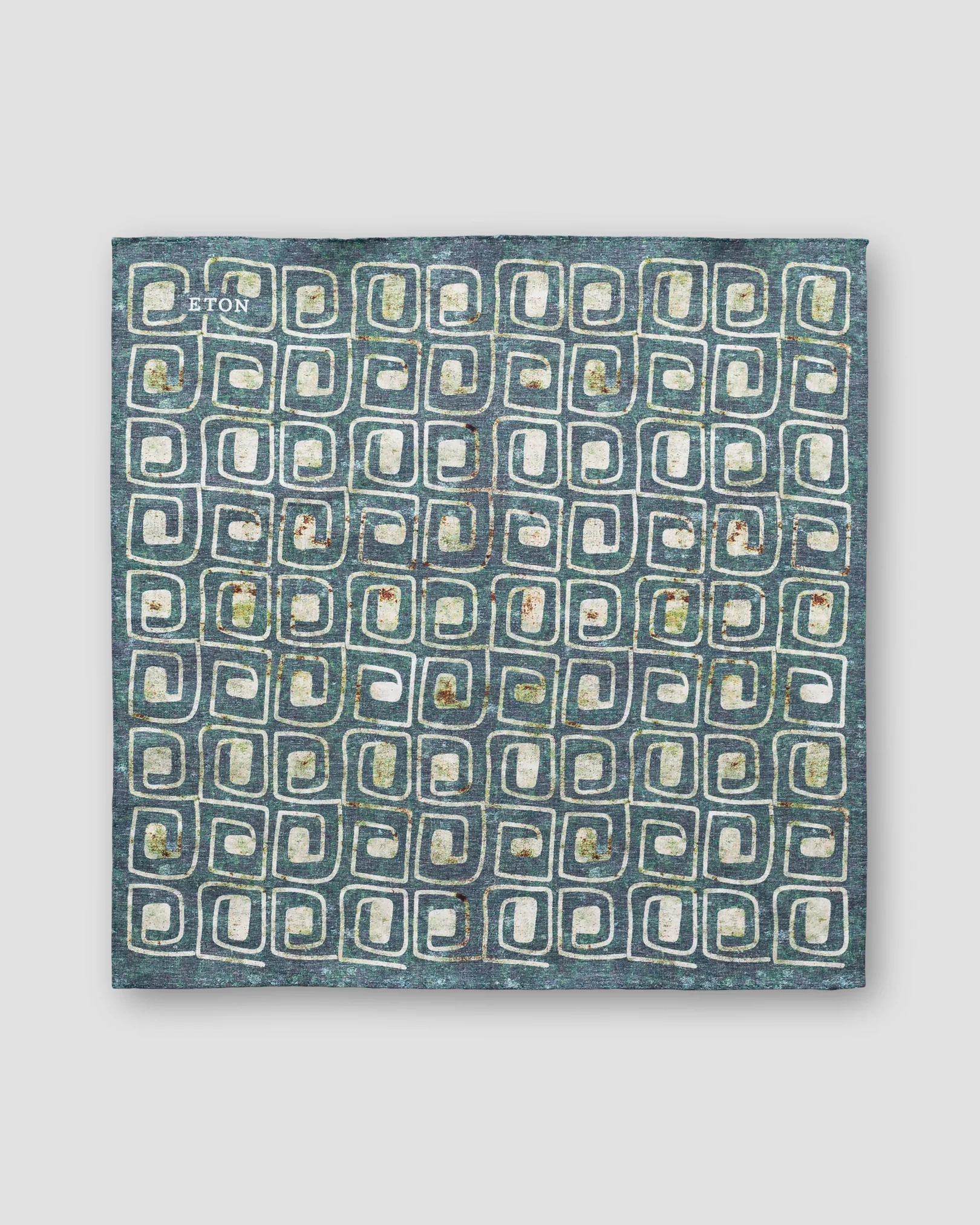 Eton - green block print pocket square