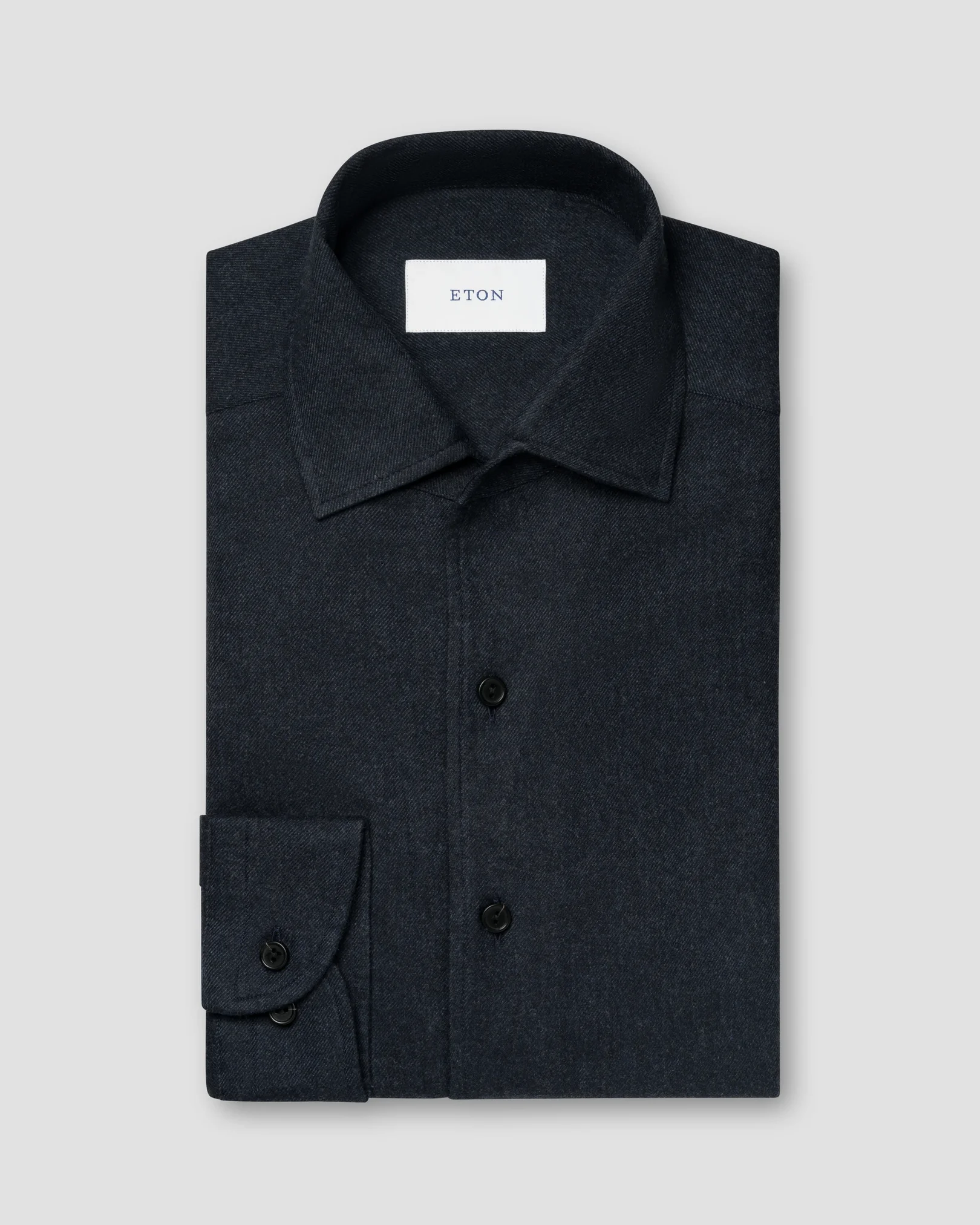 Eton - navy blue solid flannel shirt navy 266