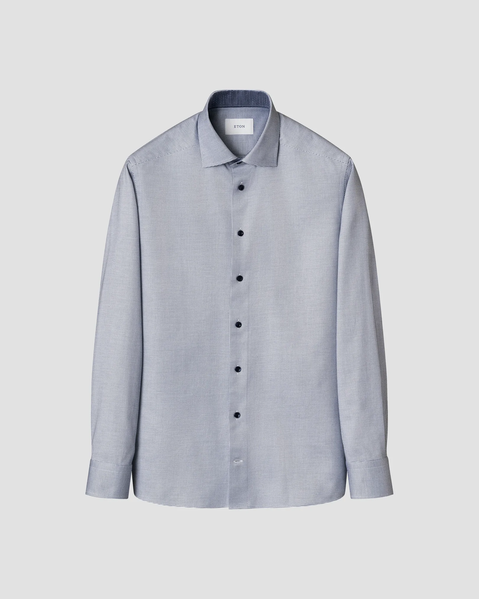 Eton - navy blue semi solid twill shirt cutaway
