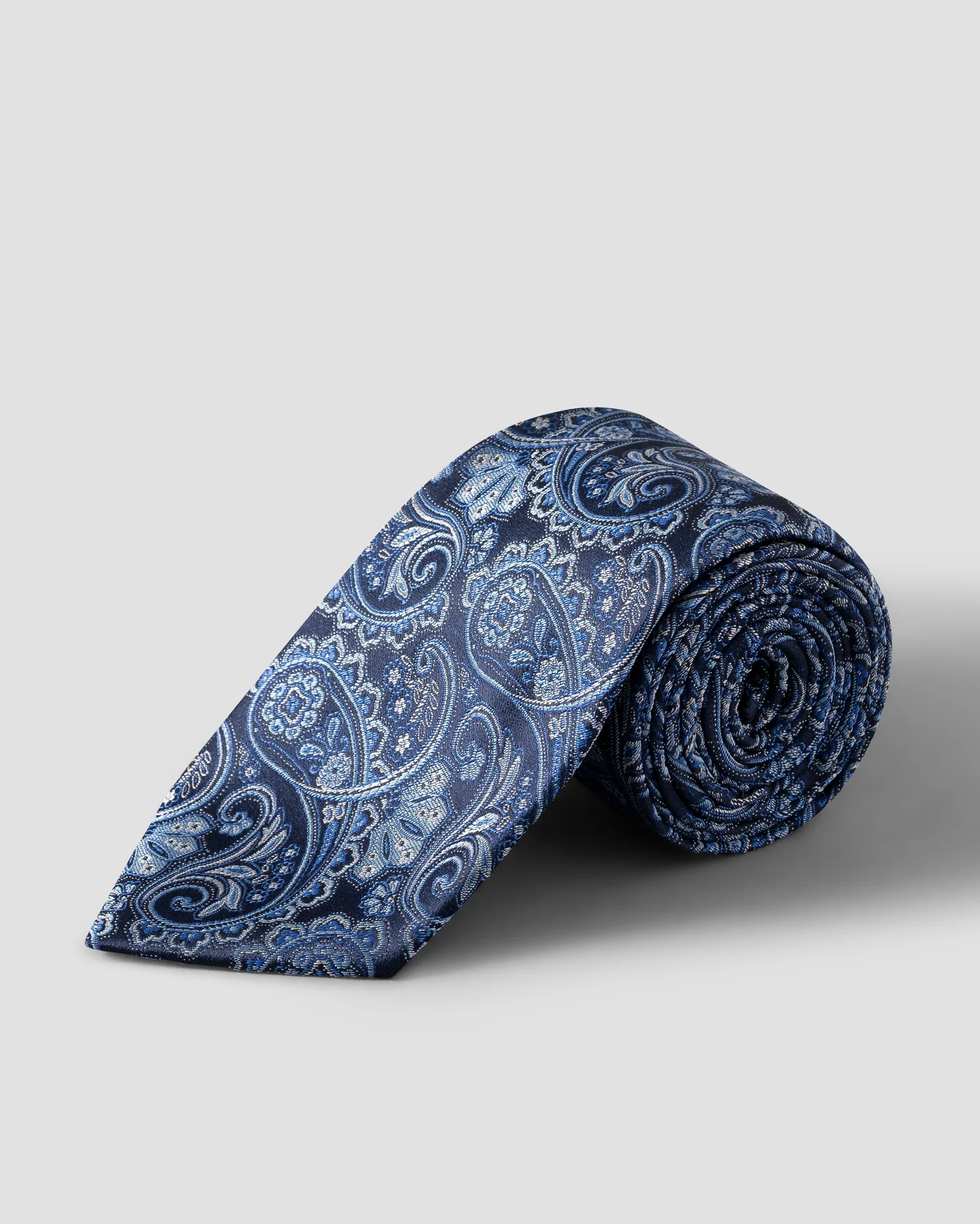 Eton - navy blue paisley woven silk tie