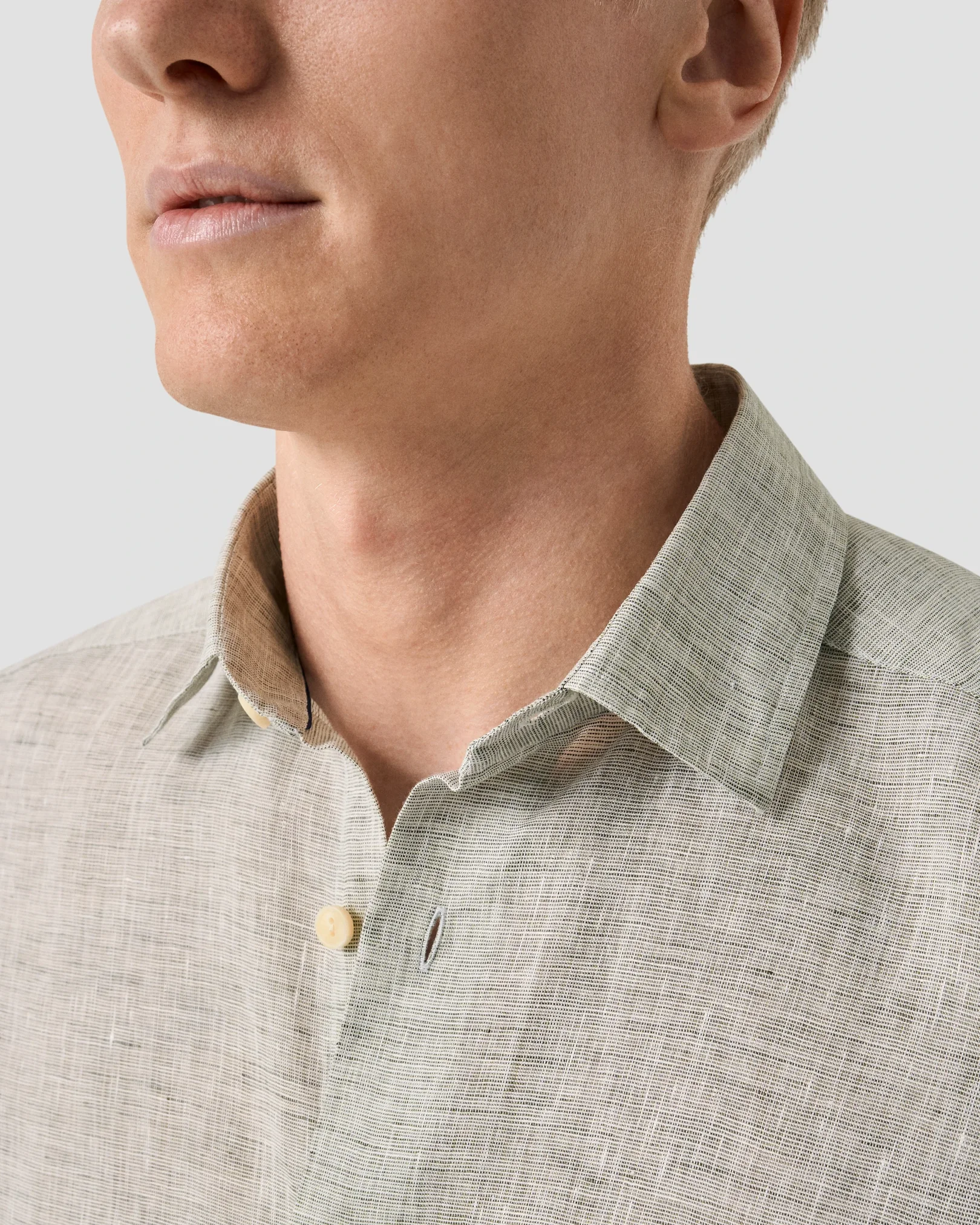 Eton - dark green solid linen shirt