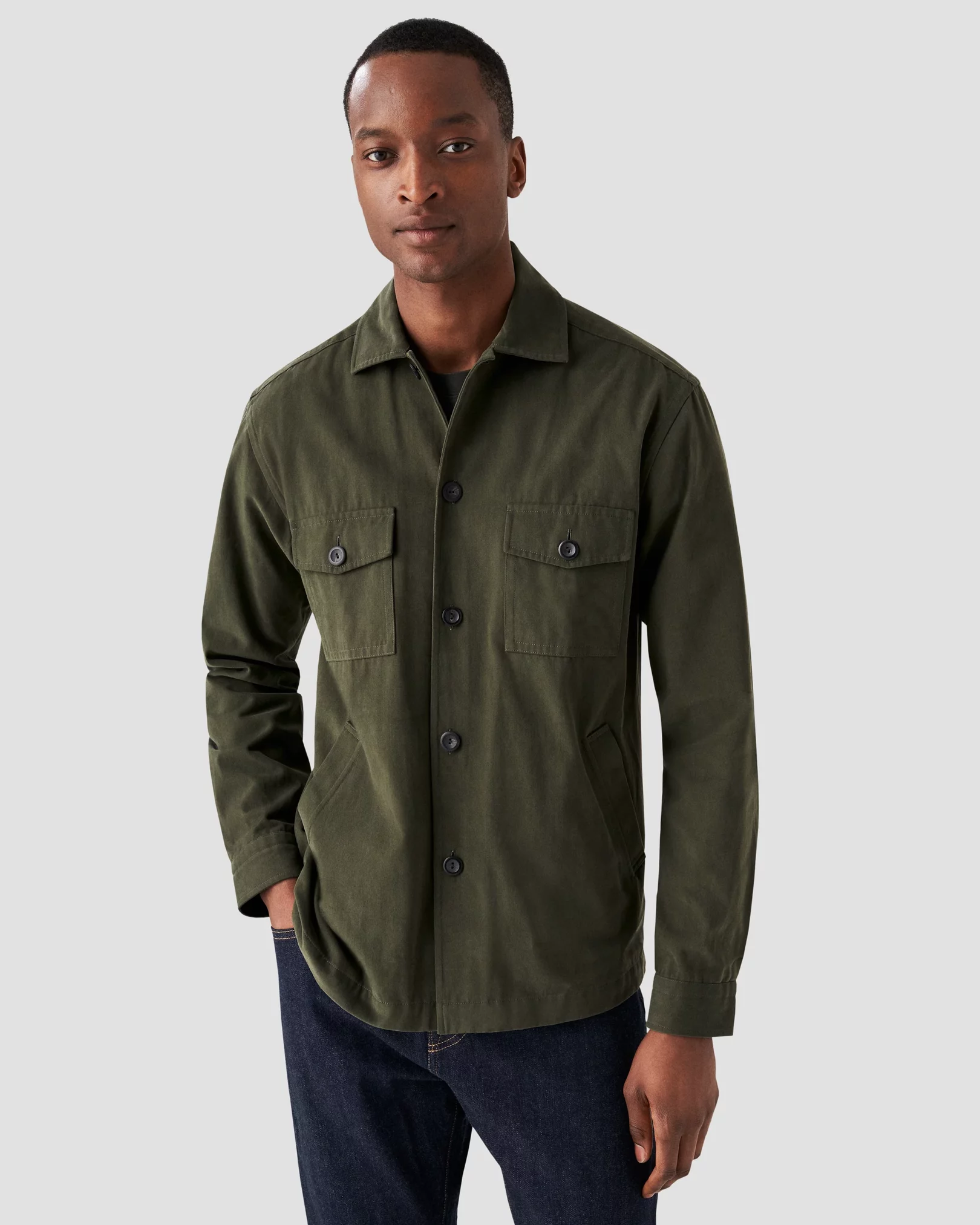 Dark Green Moleskin Overshirt - Eton