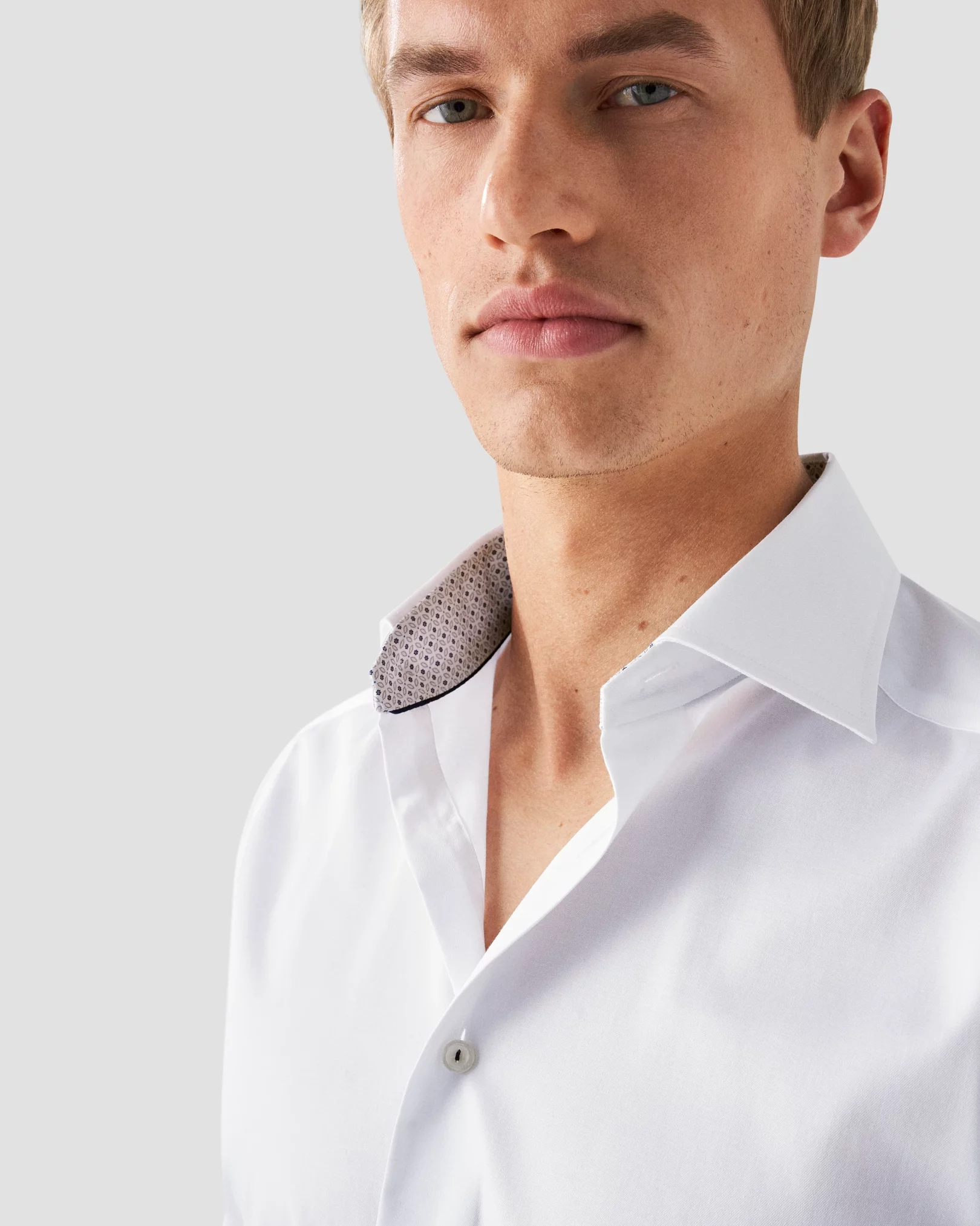 Eton - white signature twill contrast collar
