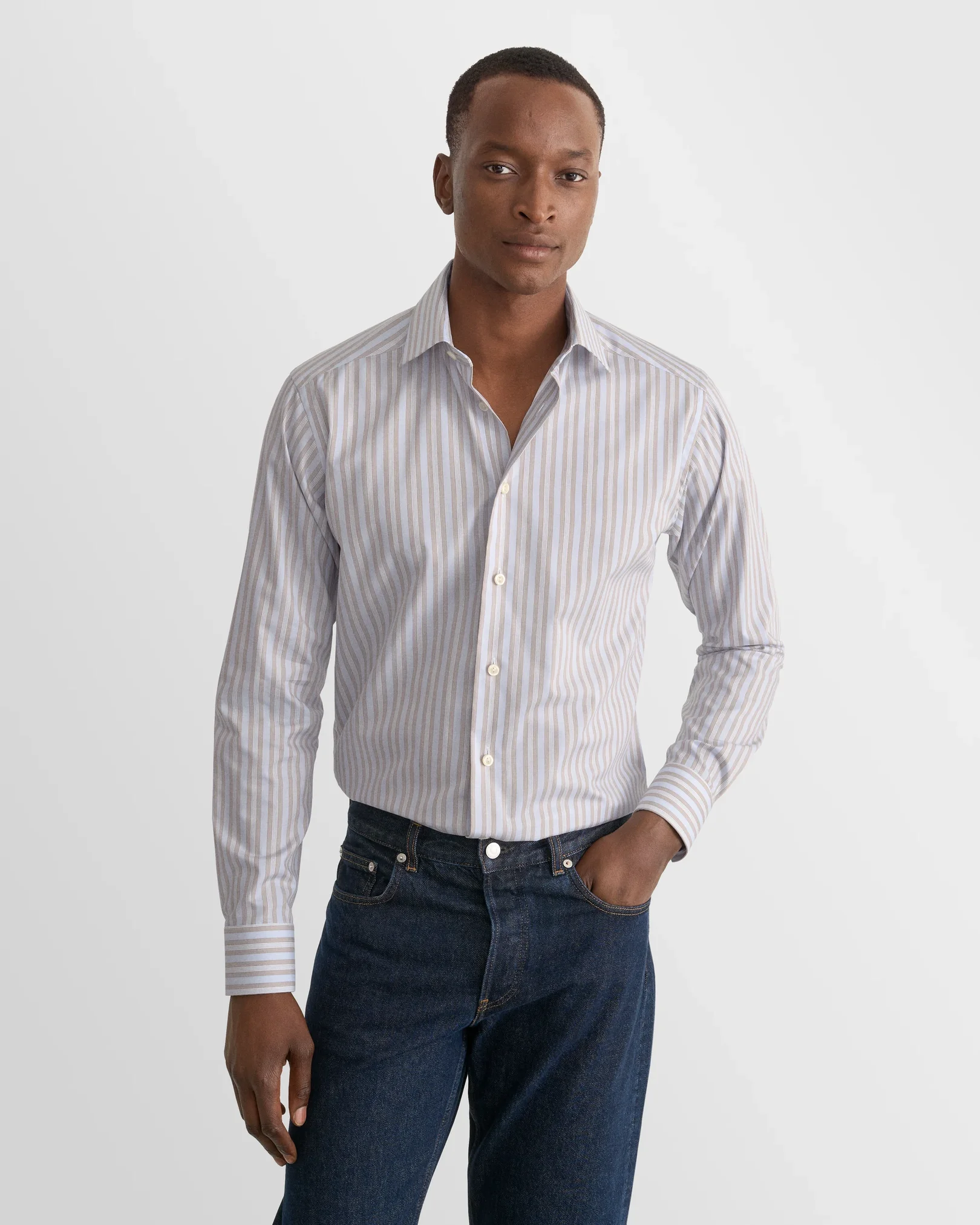 Eton - light blue striped cotton tencel tm lyocell shirt 268