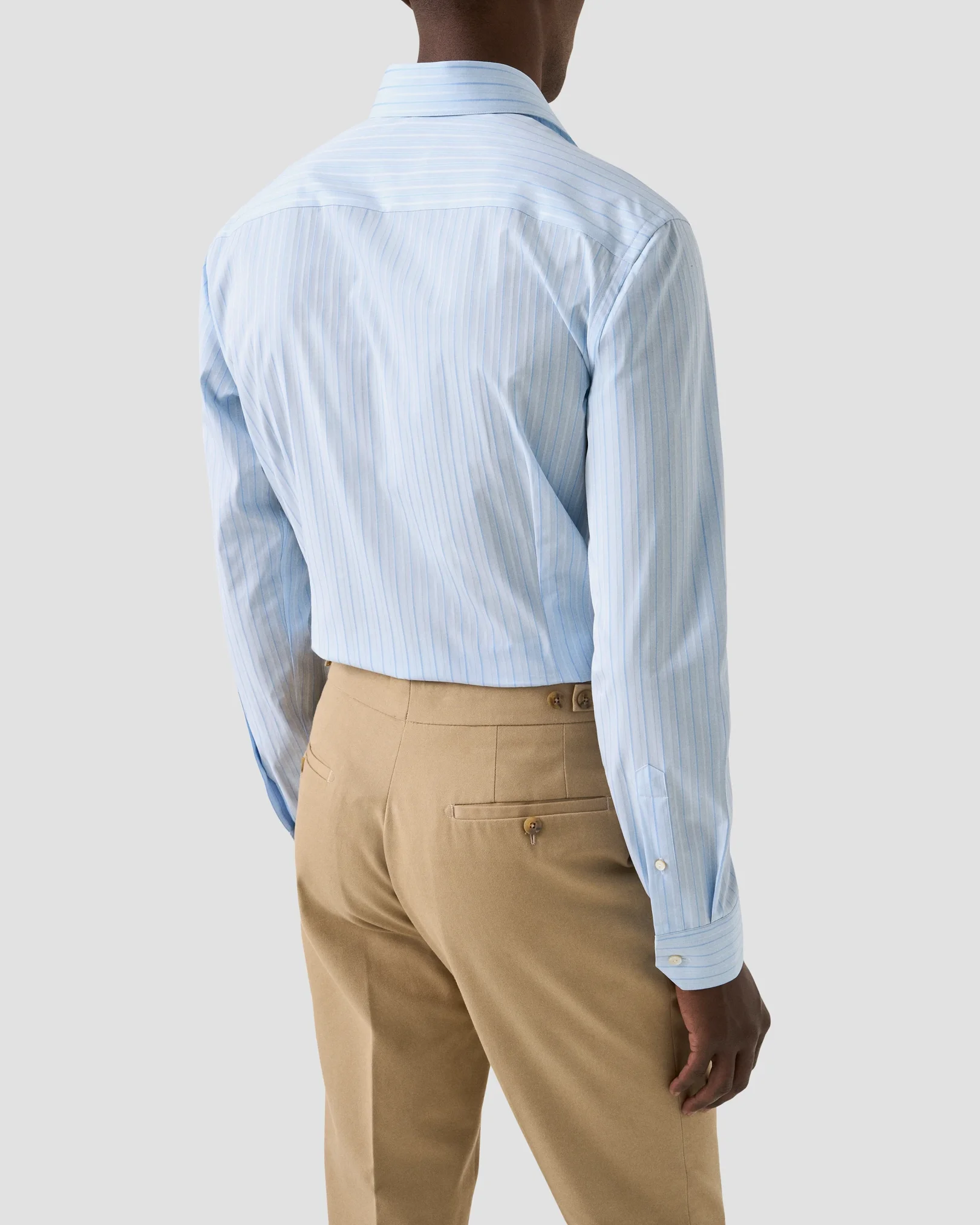 Eton - light blue striped supima 120 pique shirt