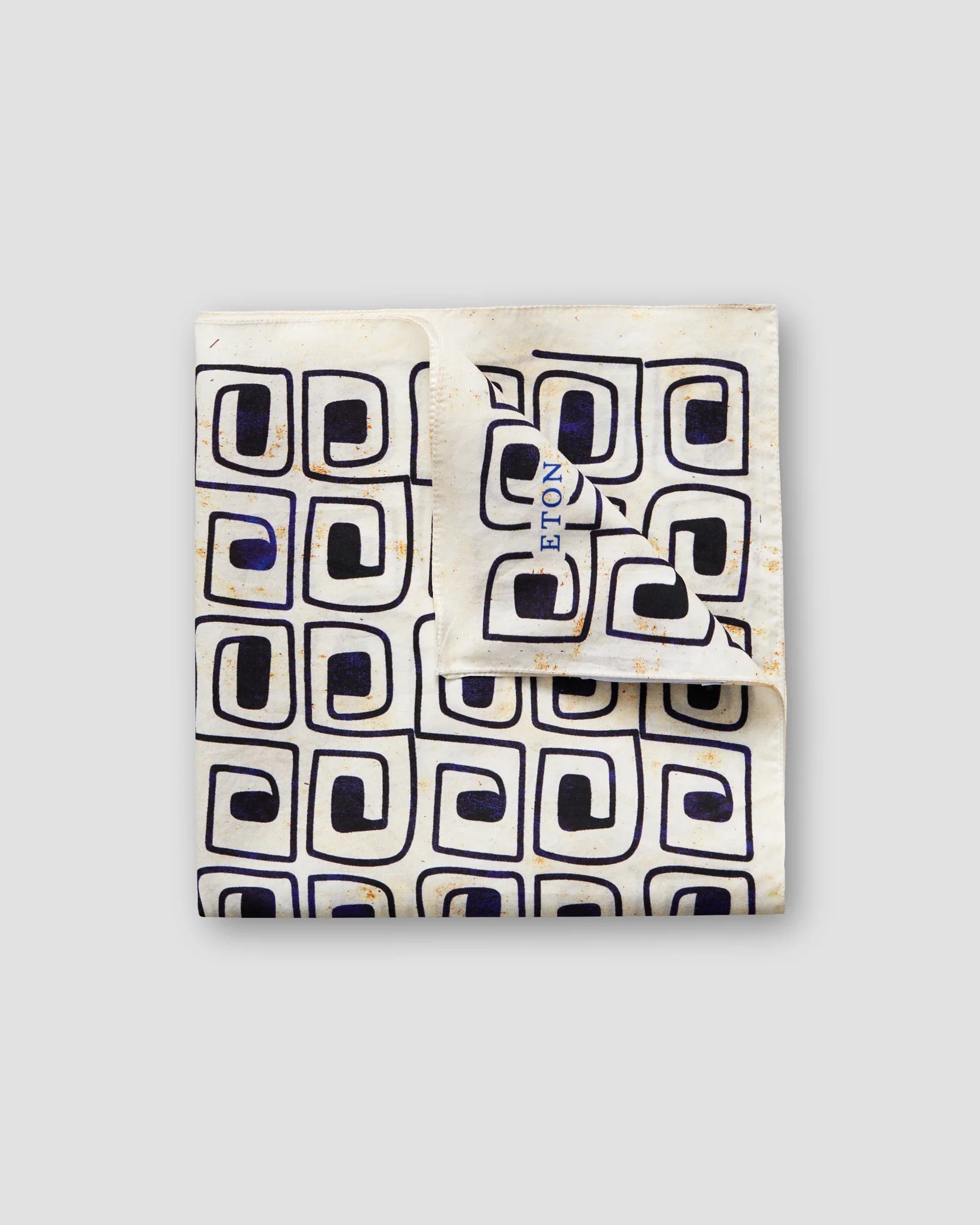 Eton - beige block print pocket square