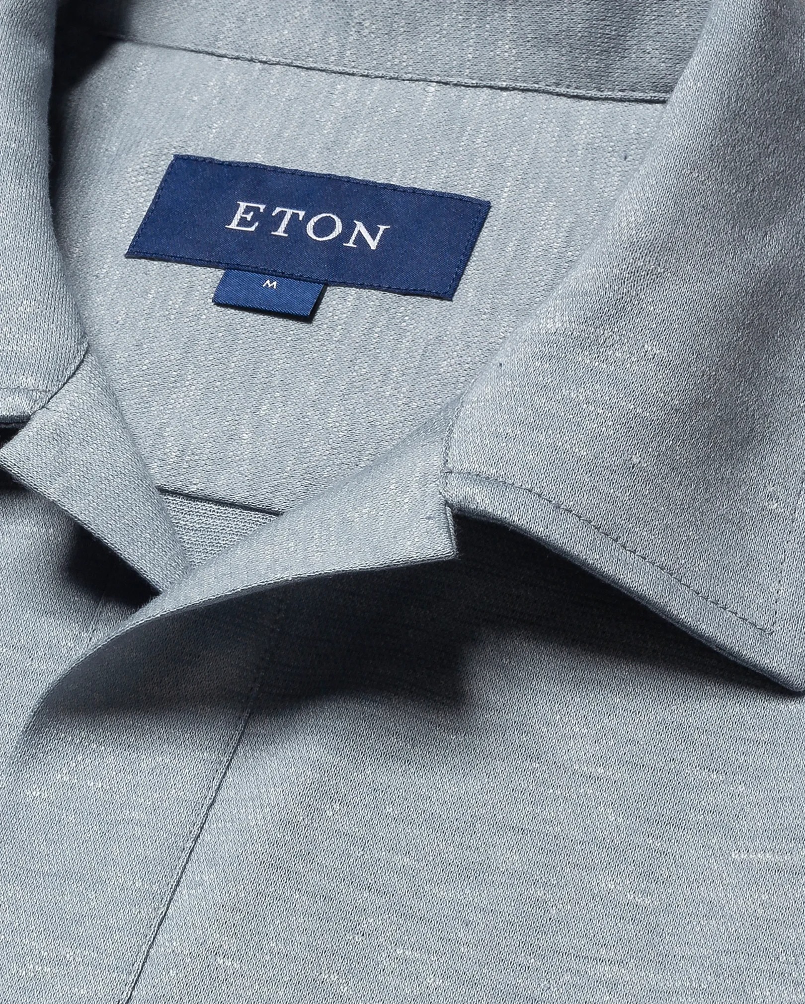Eton - dark blue pique open collar turn up short sleeve slim jersey