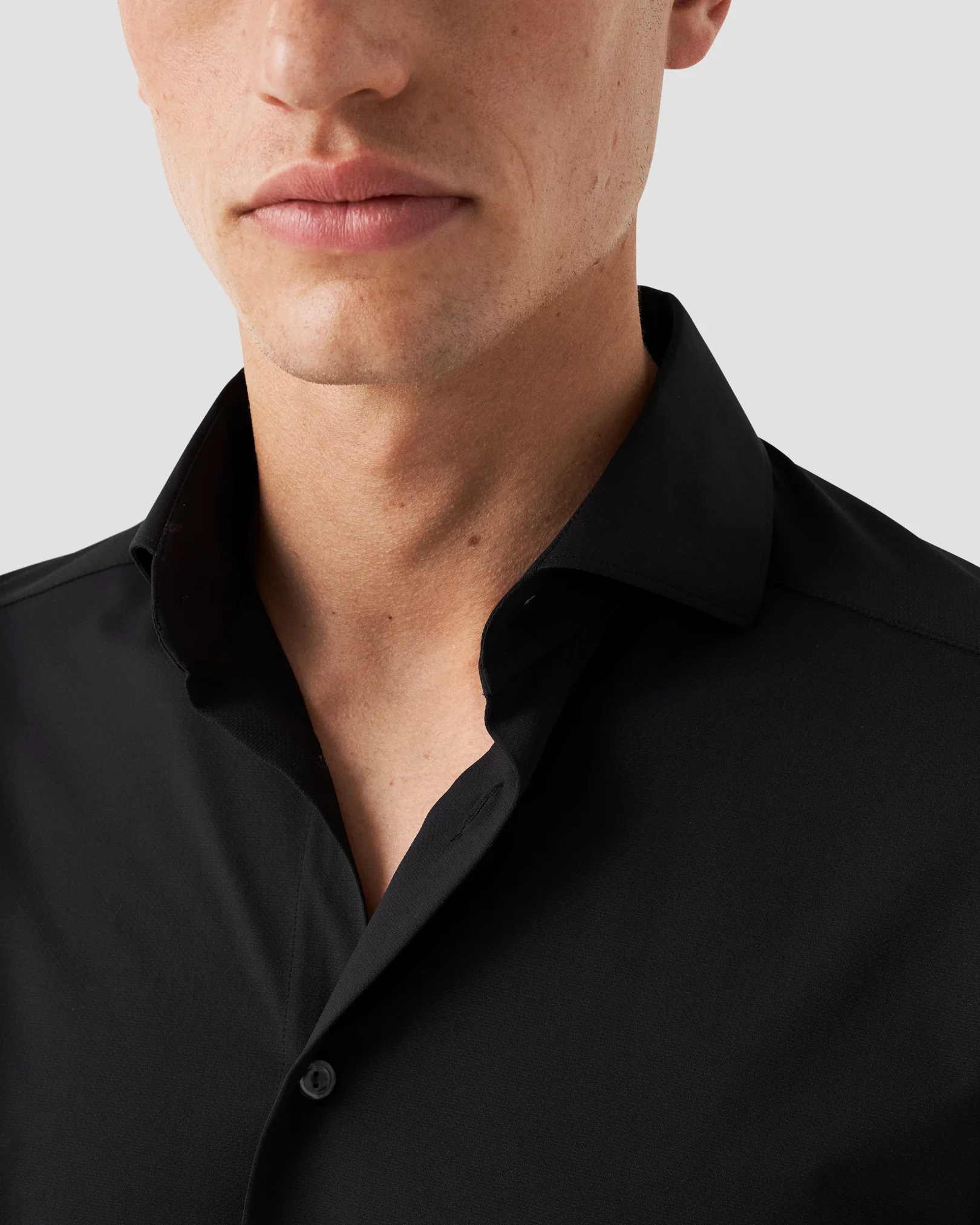 Eton - black solid four way strech shirt