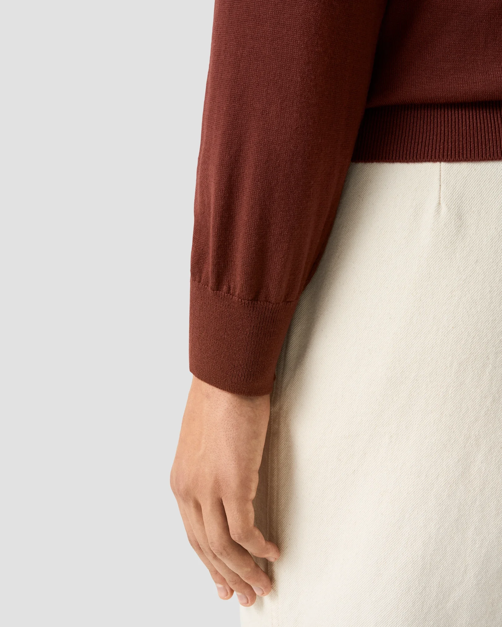 Eton - red merino quarter zip knit sweater