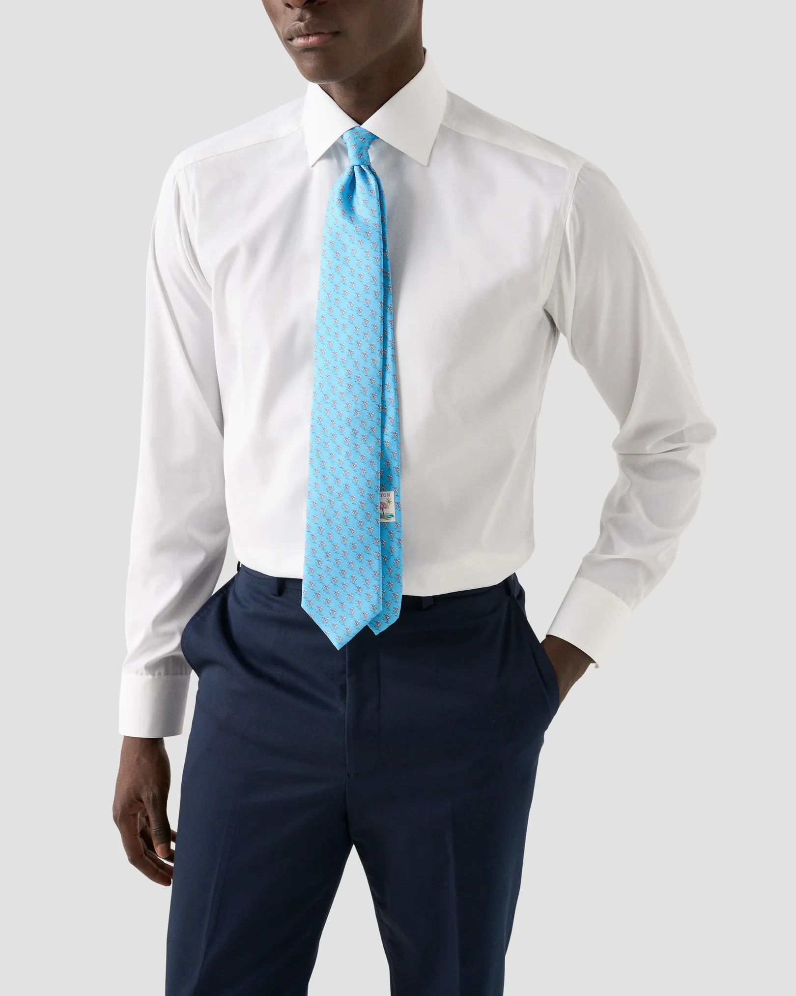 Eton - white solid elevated poplin shirt