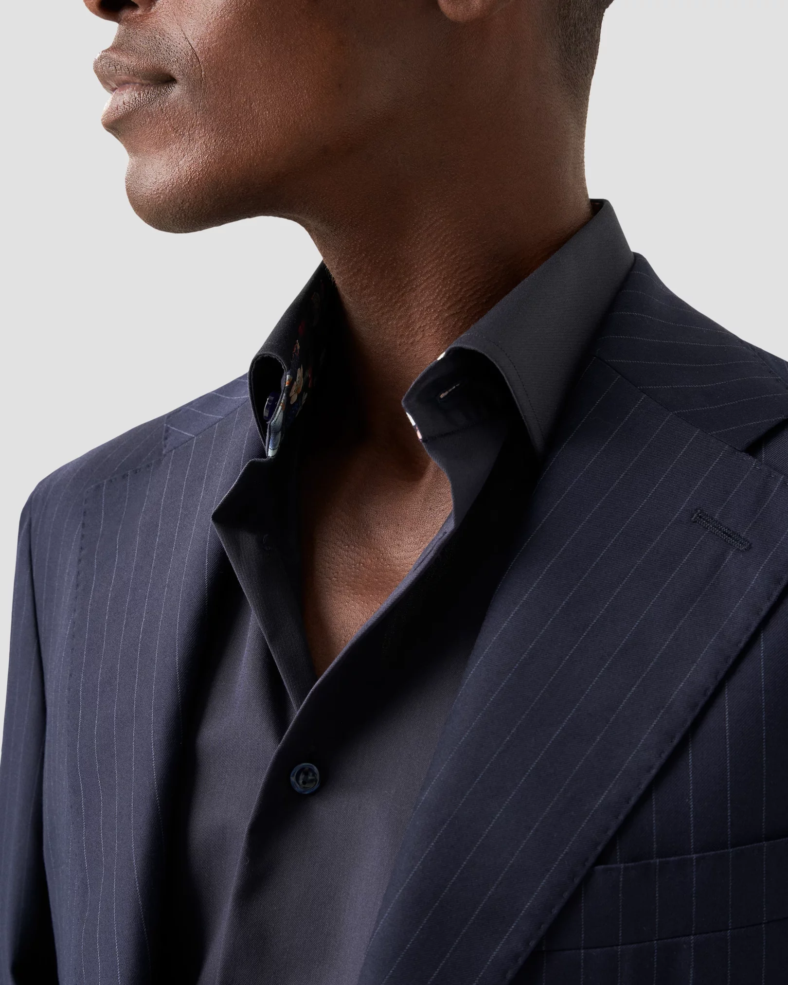 Eton - navy blue signature twill shirt with special details