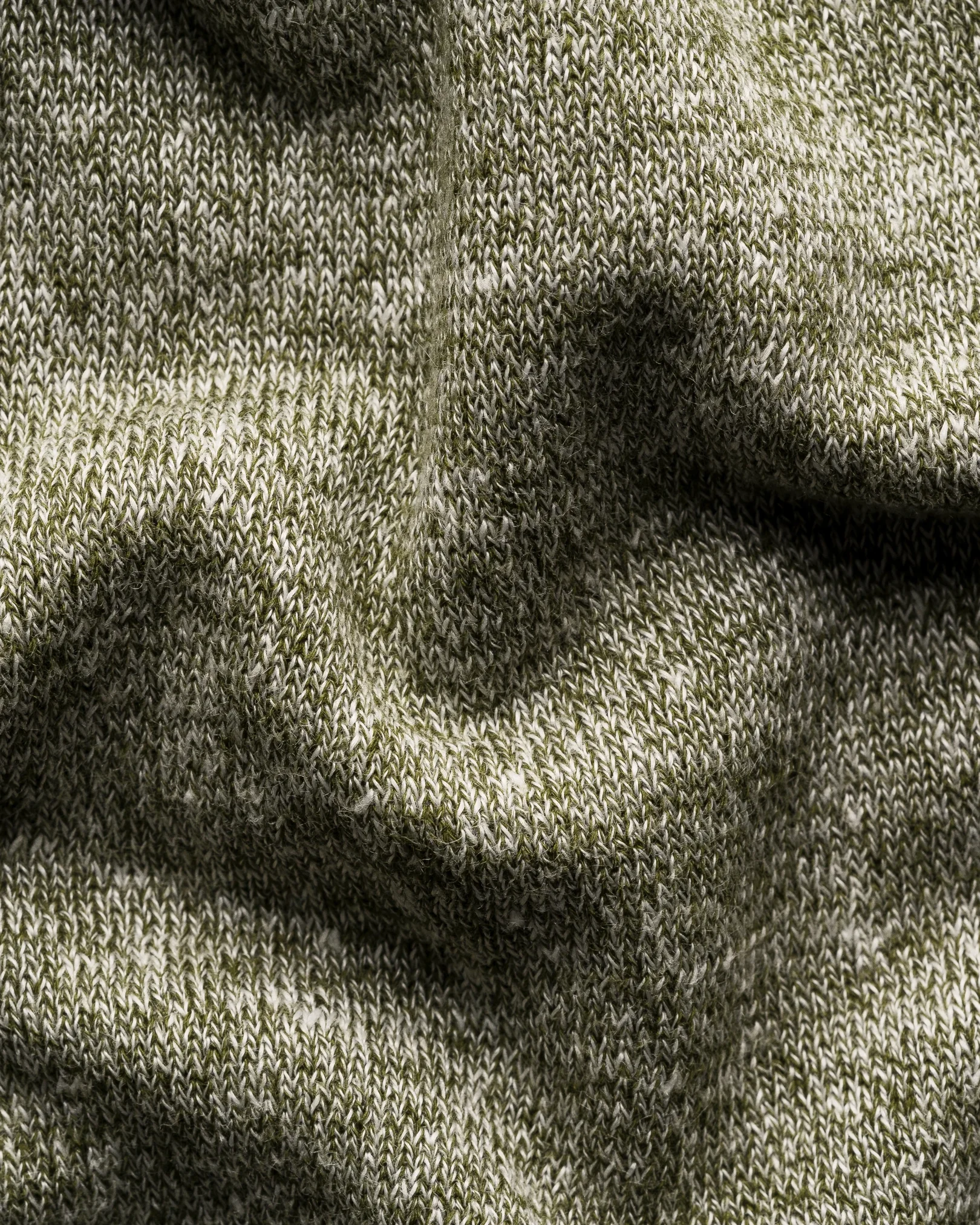 Eton - cotton linen fine knit polo shirt mid green