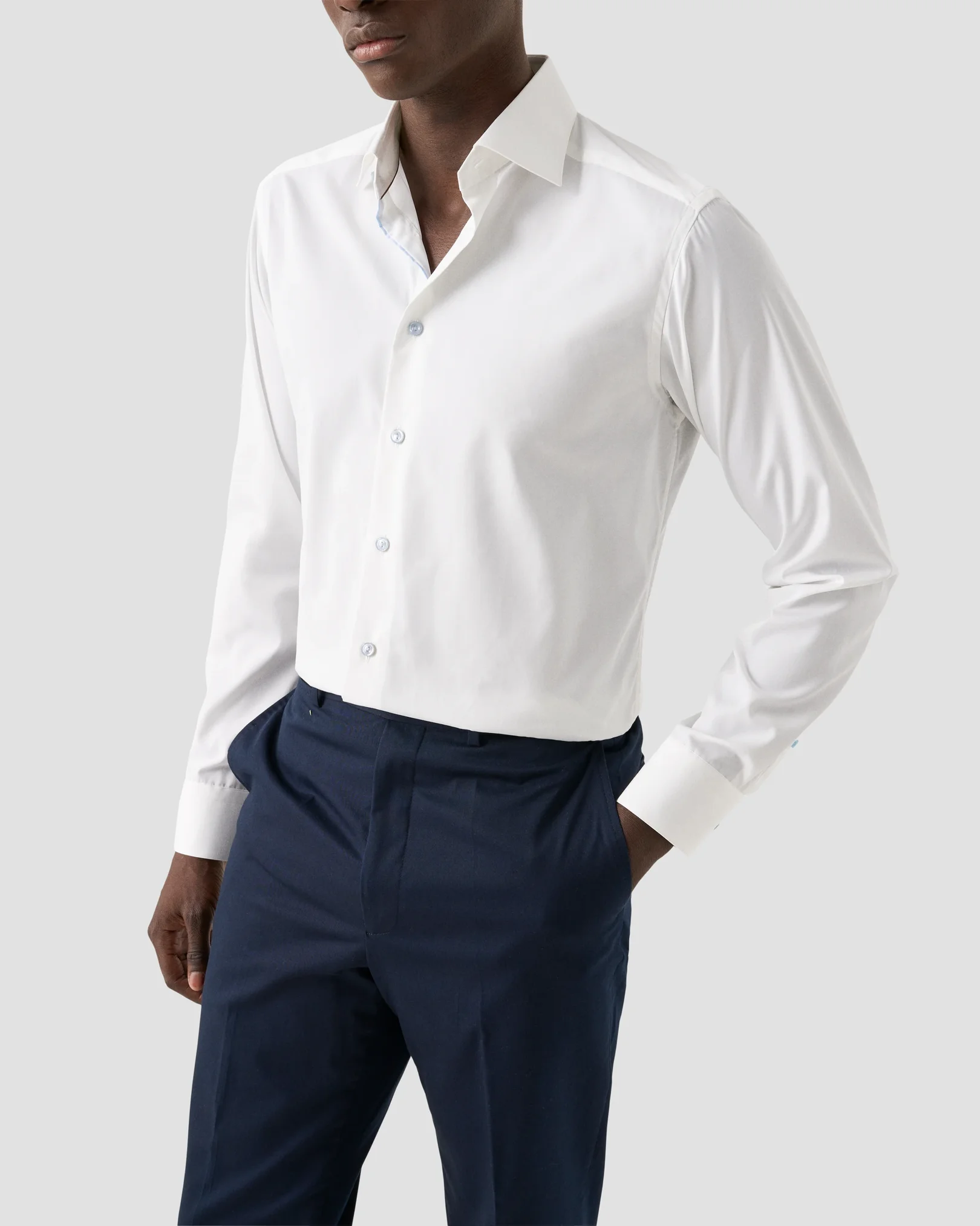 Eton - white solid elevated poplin shirt