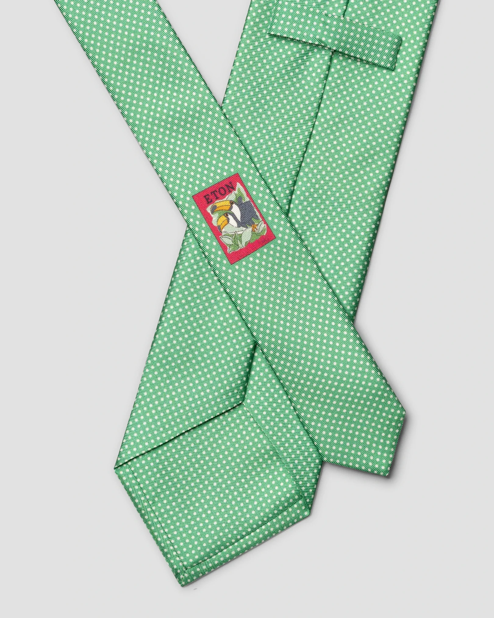 Eton - mid green polka dot print silk tie