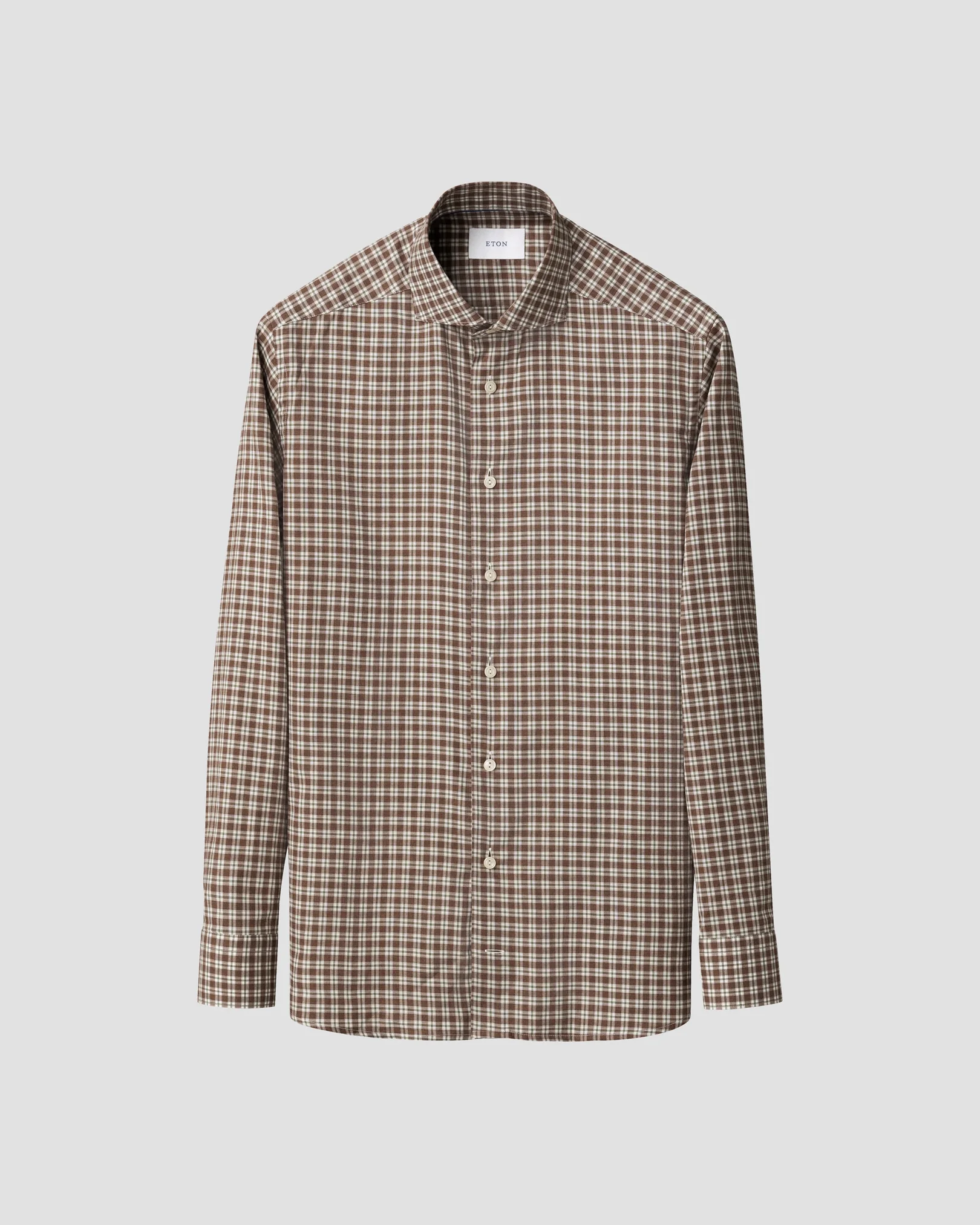 Eton - check signature flannel shirt wide spread