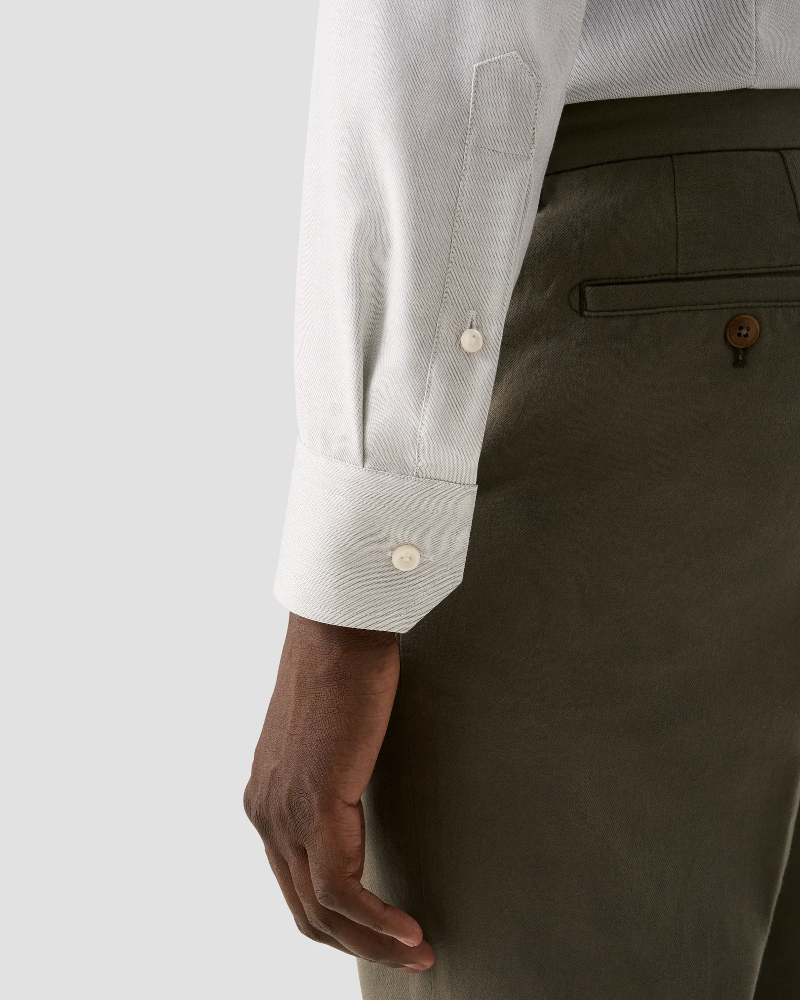 Eton - light green melange semi solid fine twill shirt