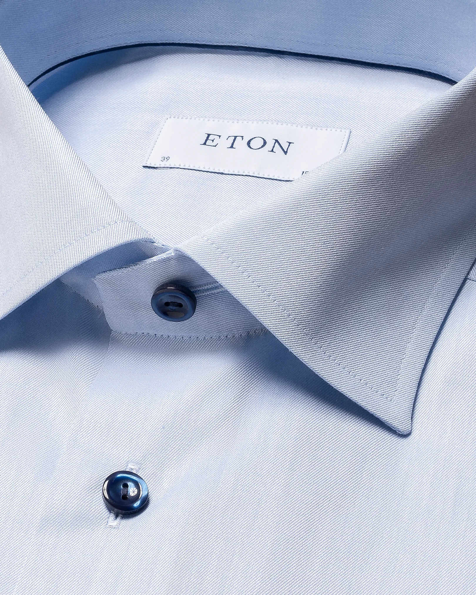 Eton - light blue navy details signature twill shirt