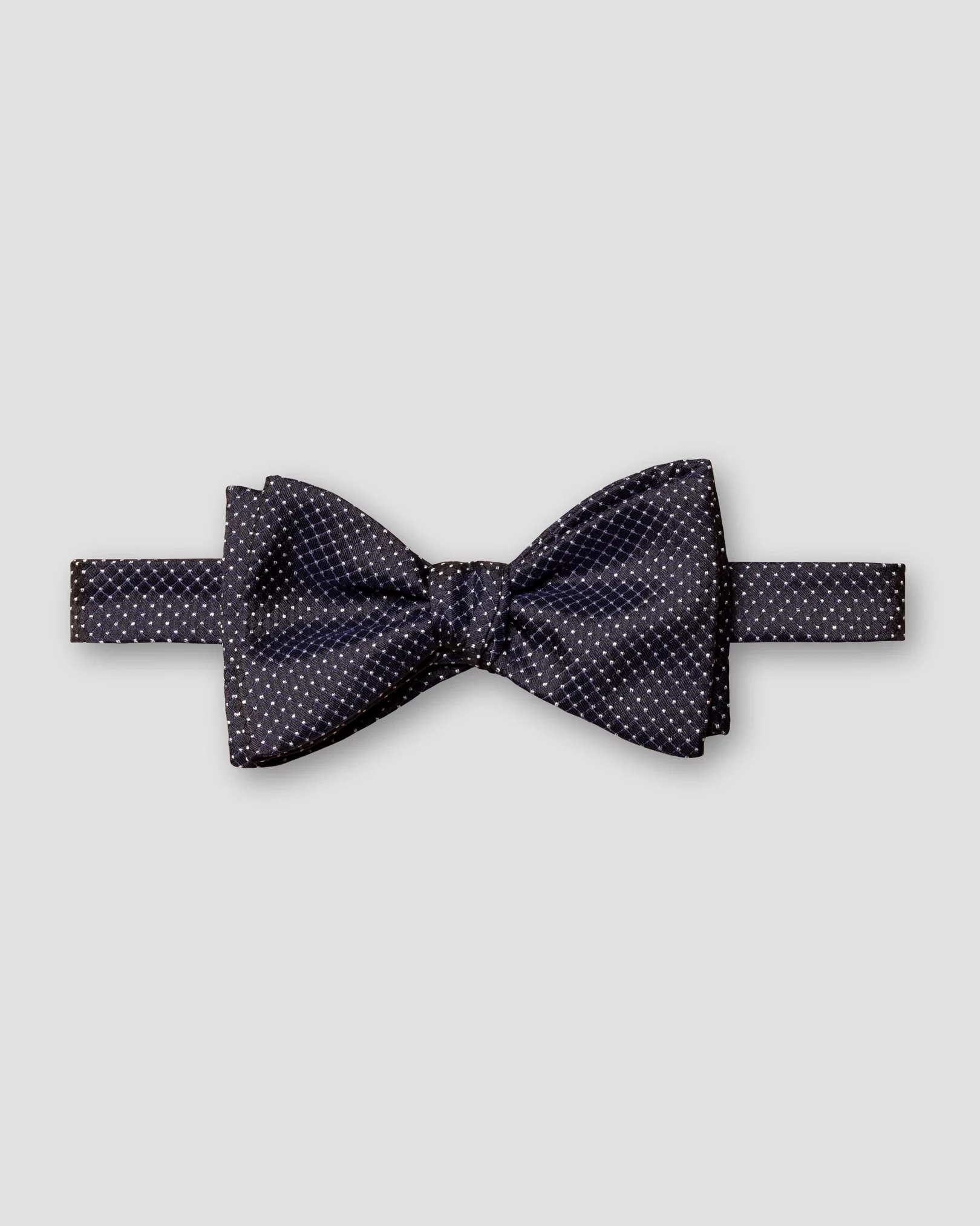 Navy  Pin Dot Silk Evening Bow Tie — Self Tied