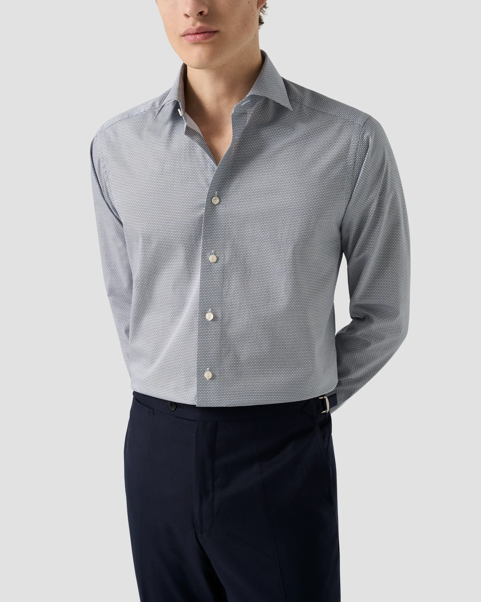 Eton - navy blue geometric signature twill shirt