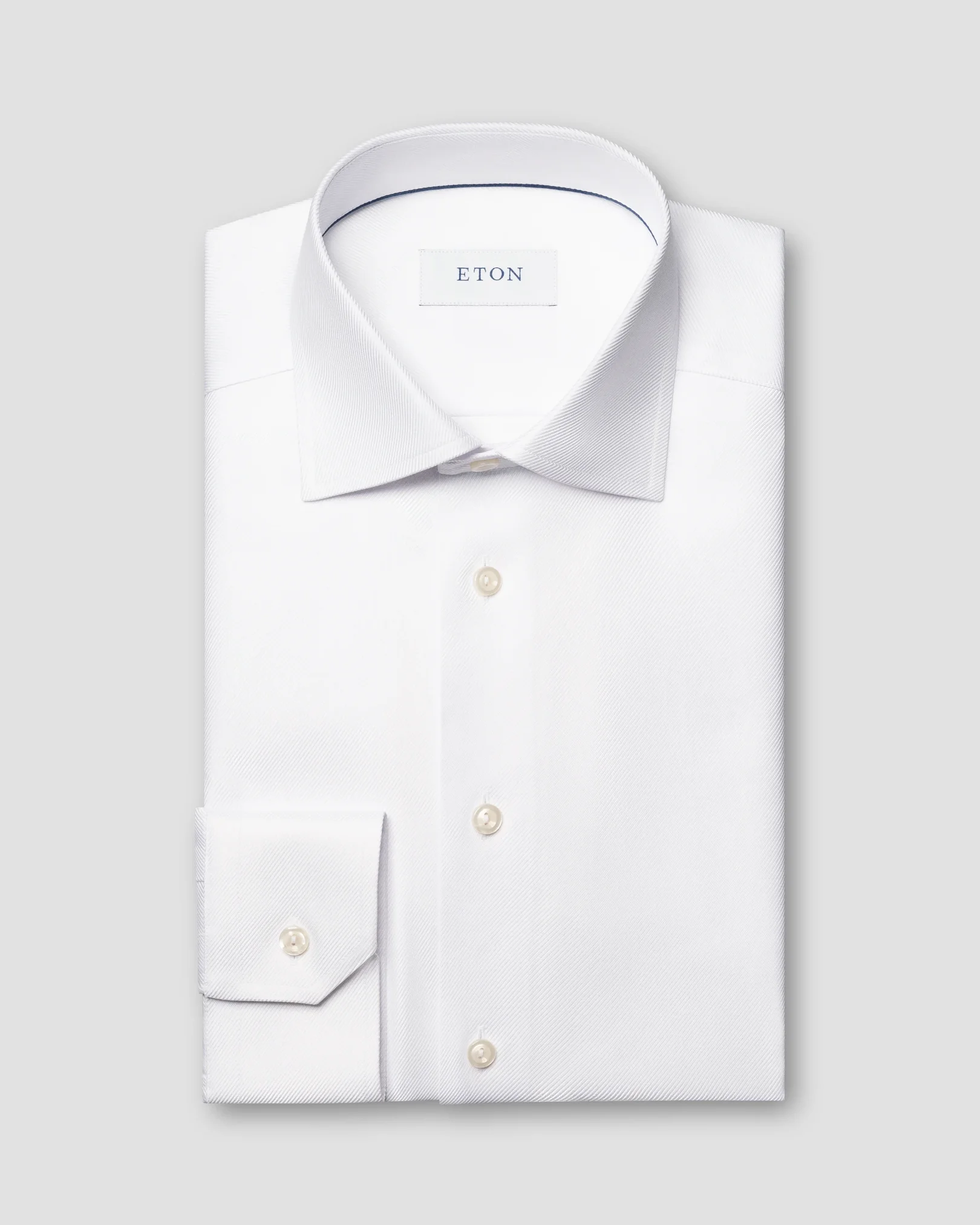 Eton - white textured twill shirt we1