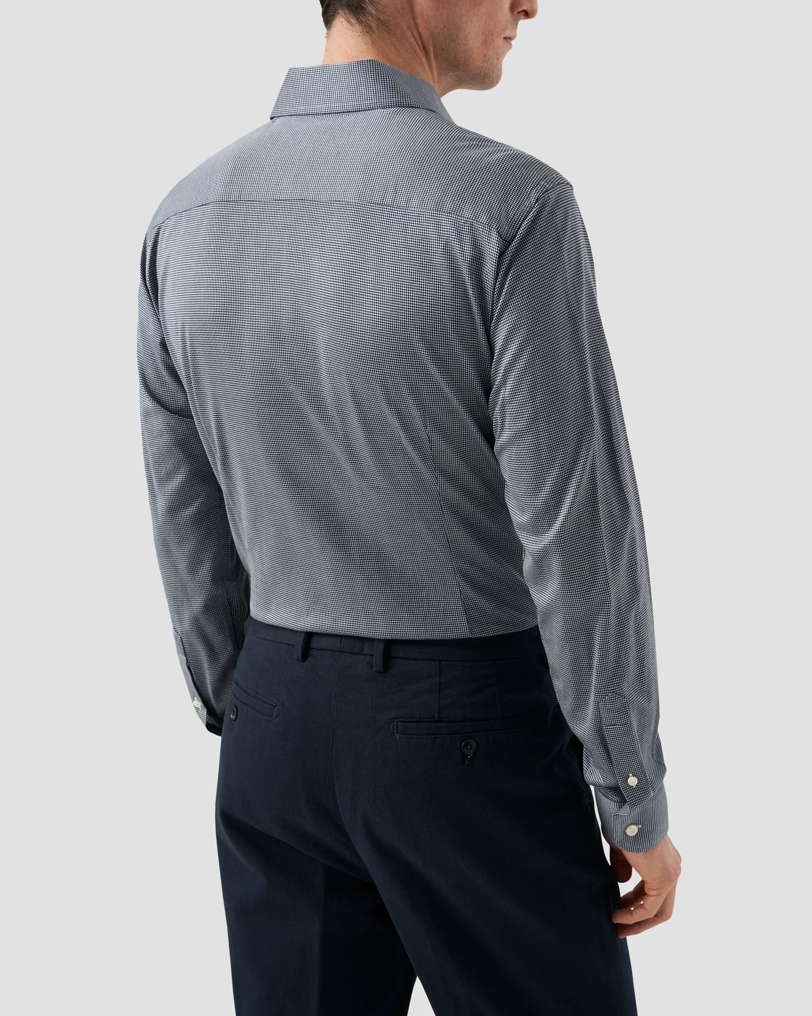 Eton - Navy Checked Knitted Shirt