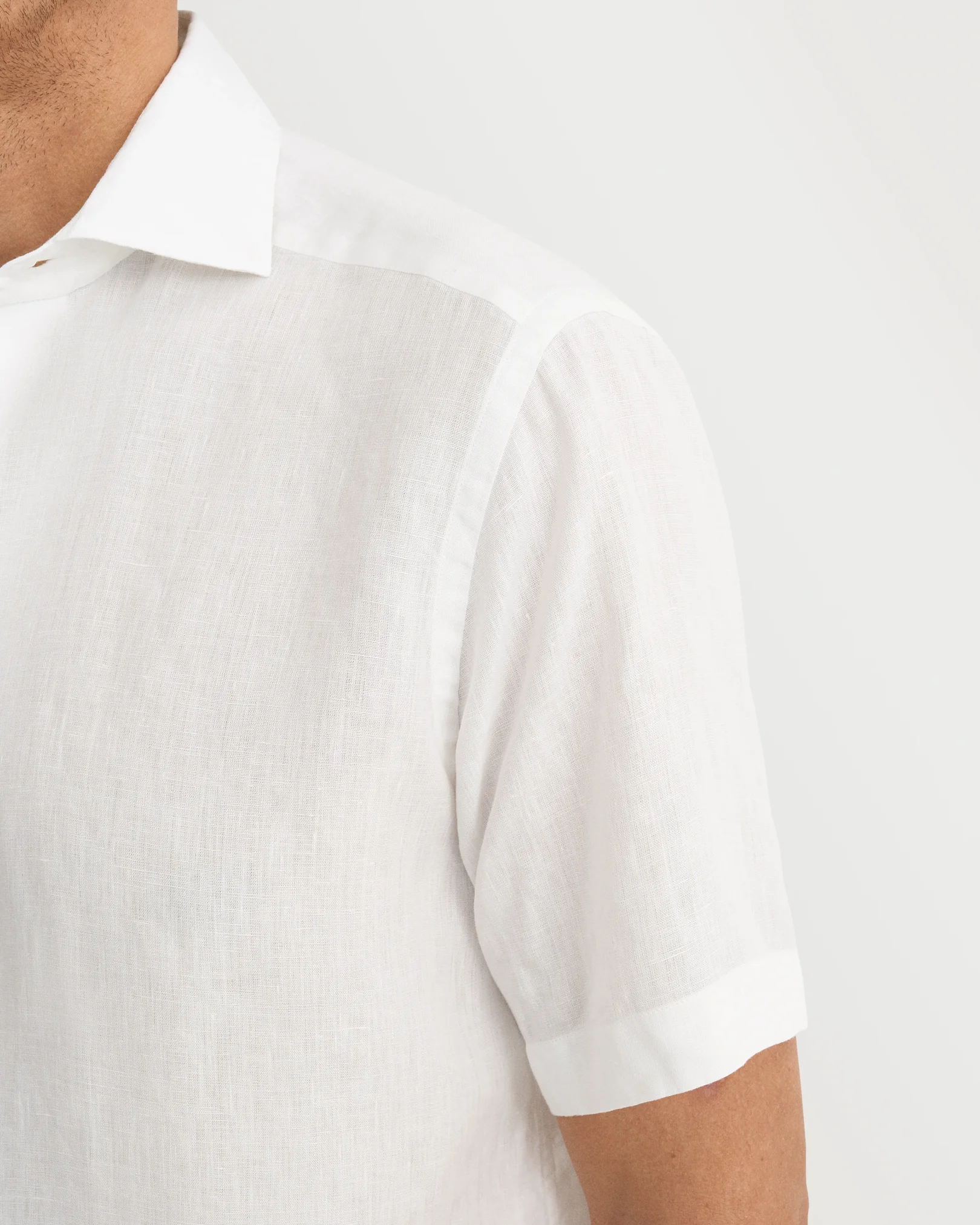 Eton - White Solid Linen Shirt