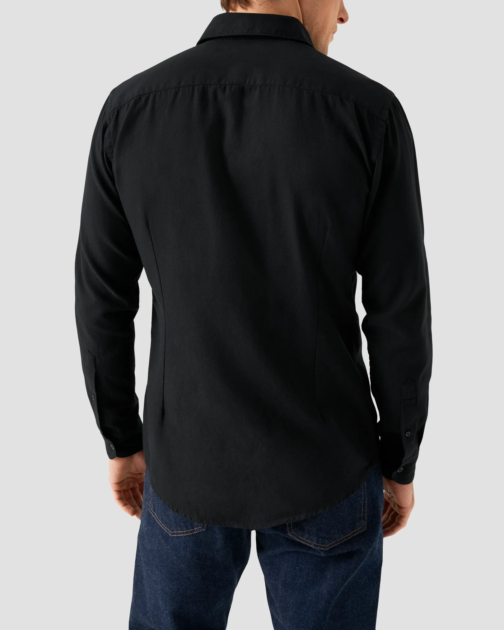 Eton - flanell solid black shirt