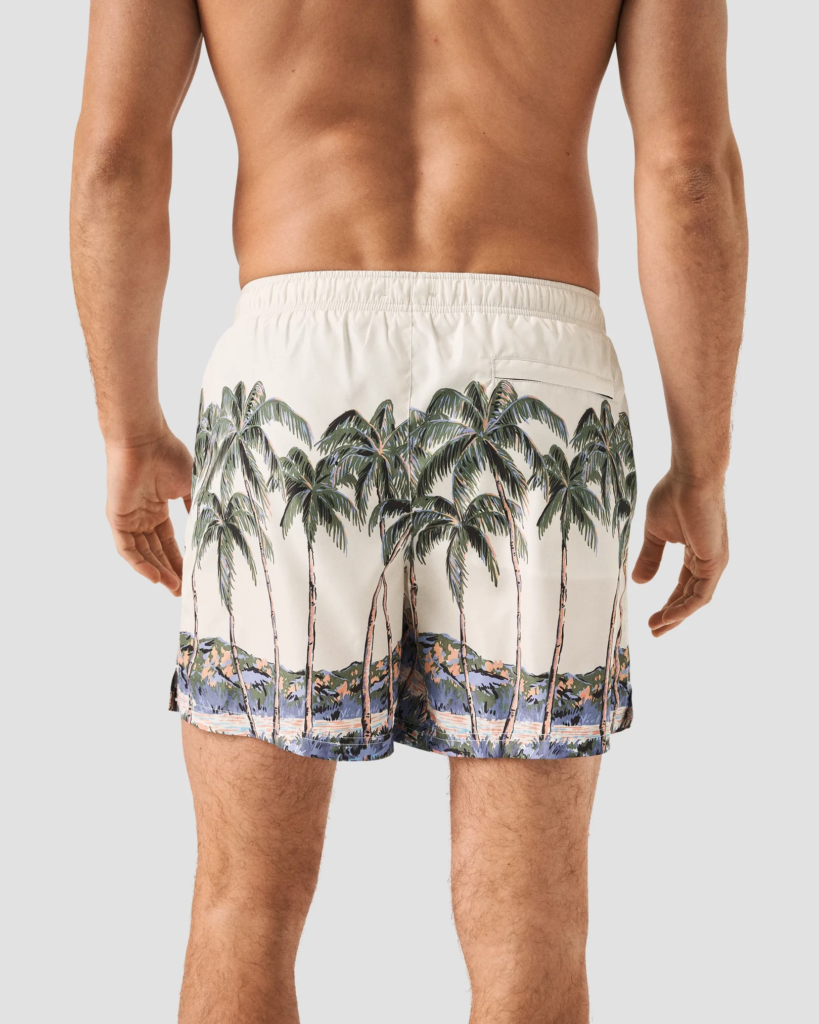 Eton - mid green palm tree swim shorts