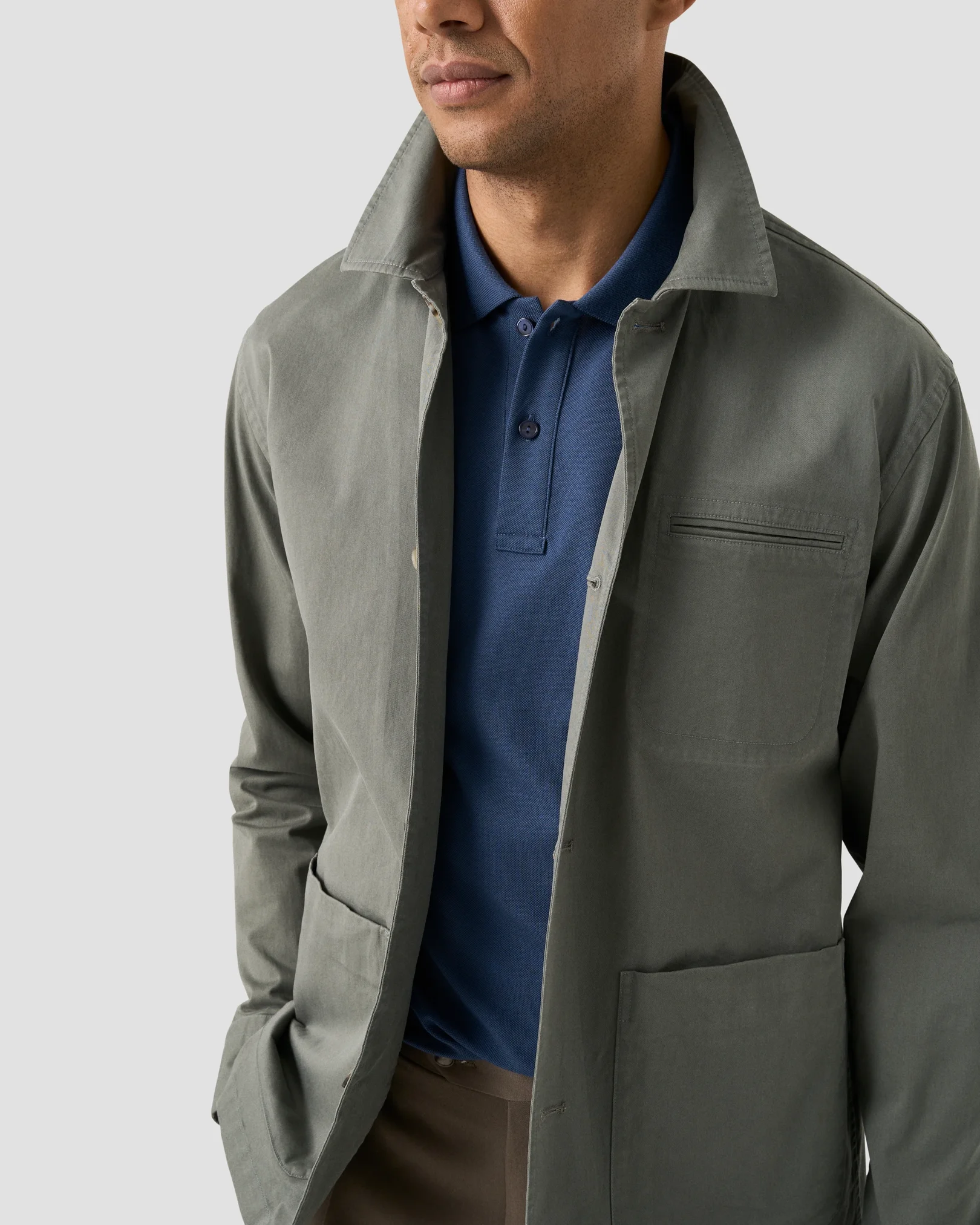 Eton - mid blue pima cotton pique polo