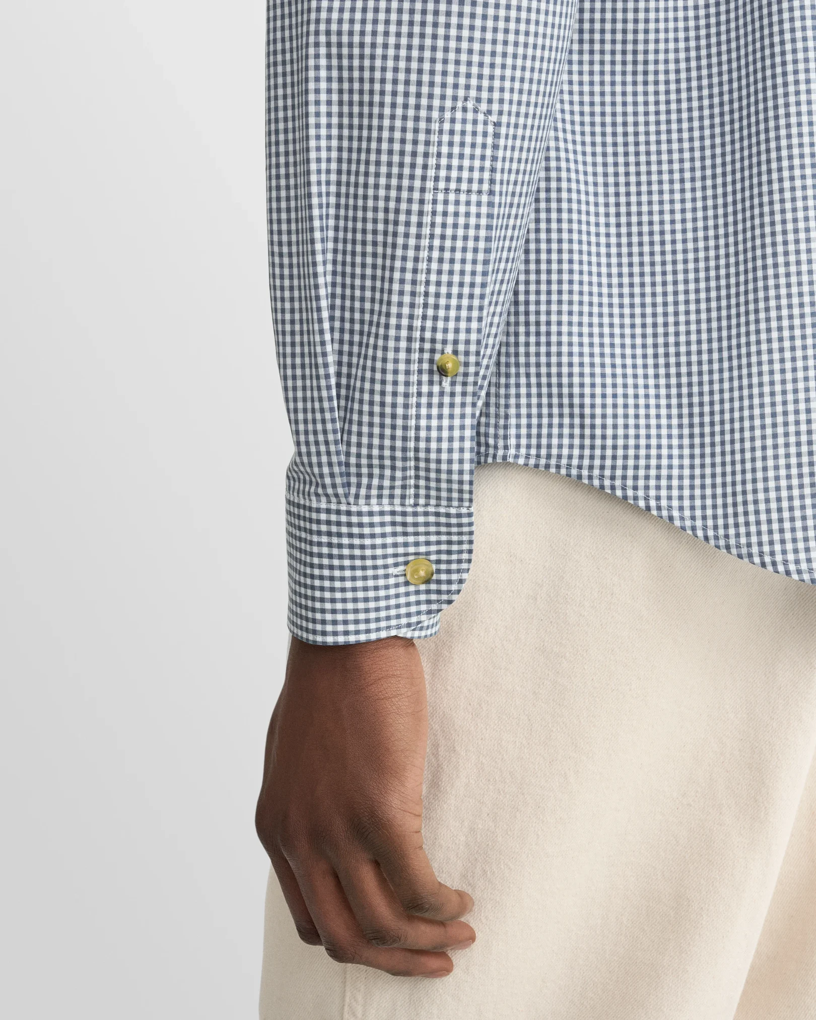 Eton - dark blue check lighweight poplin shirt