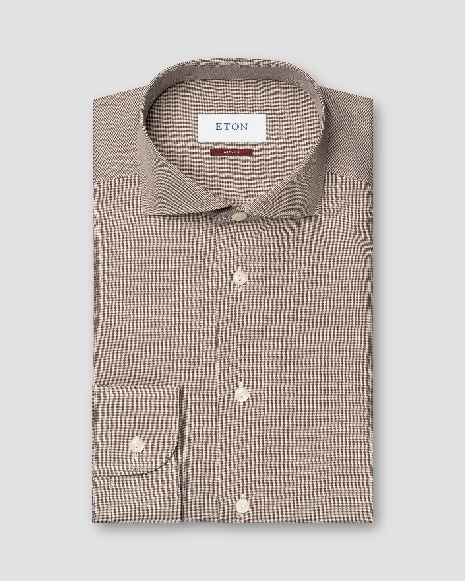 Eton - Brown Houndstooth Fine Twill Shirt