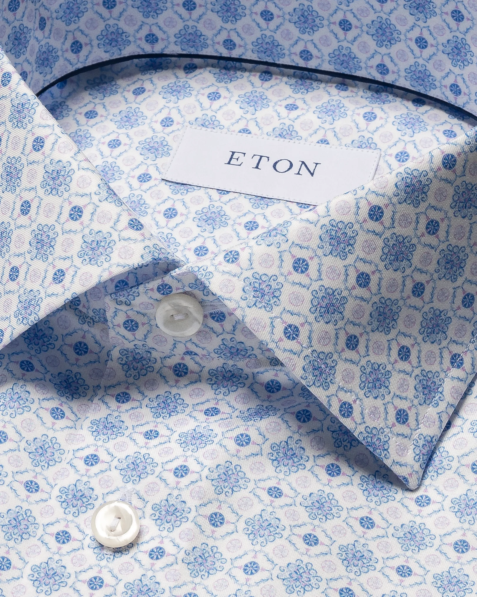 Eton - tonal geometric medallion print shirt