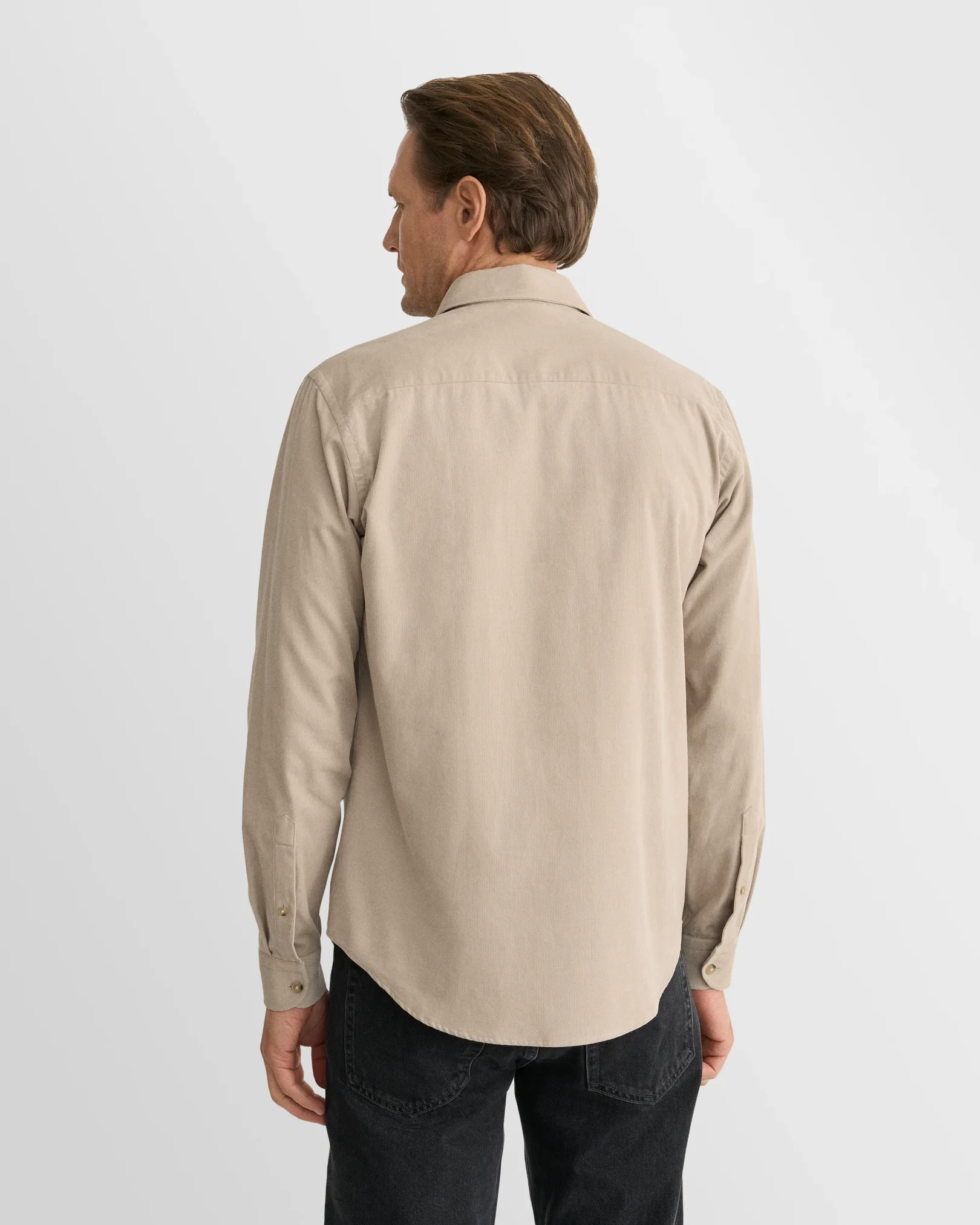 Eton - beige solid corduroy shirt