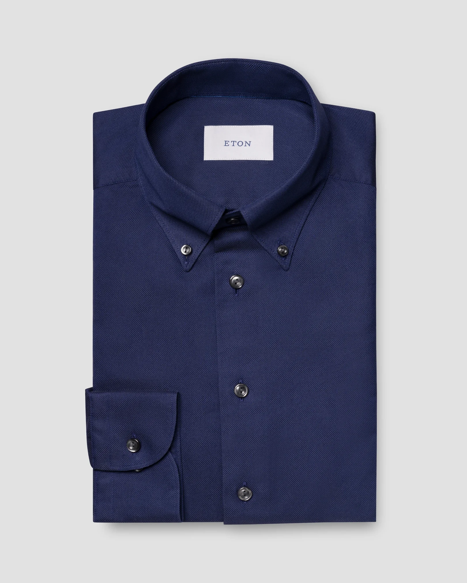 Eton - navy blue solid oxford shirt button down