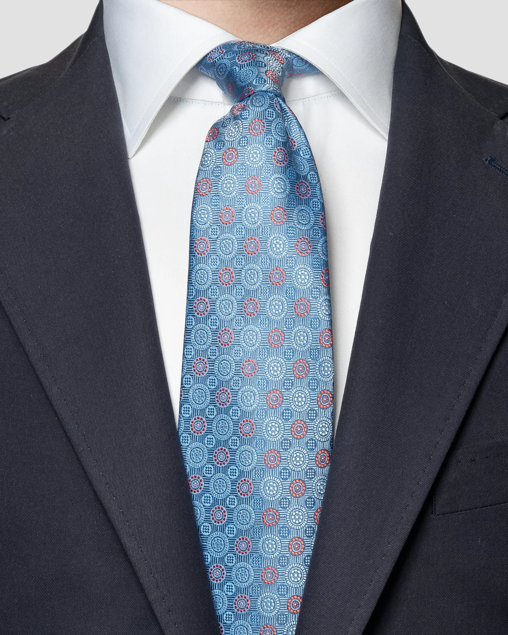 Eton - mid blue jacquard tie