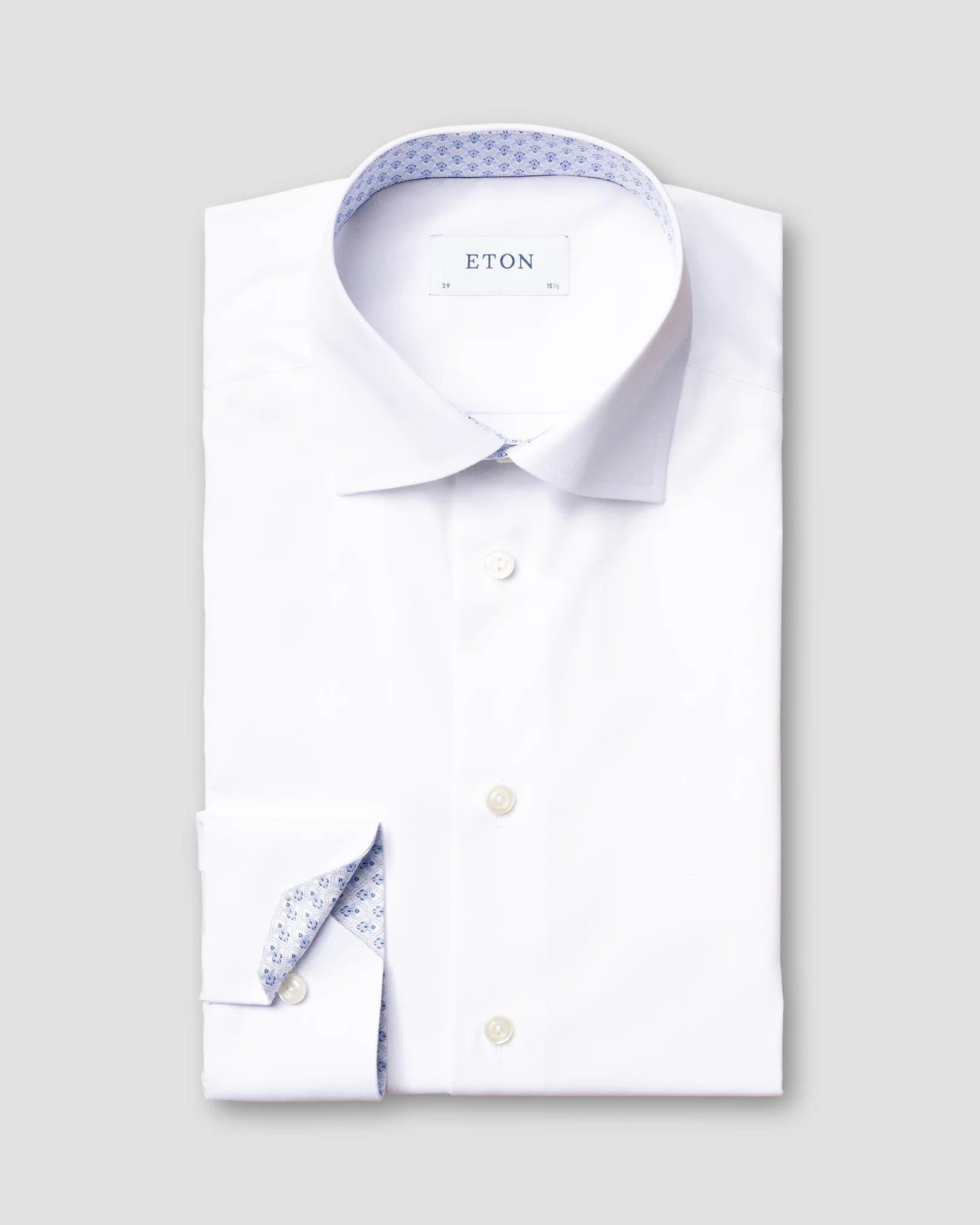 Eton - white poplin shirt micro print details