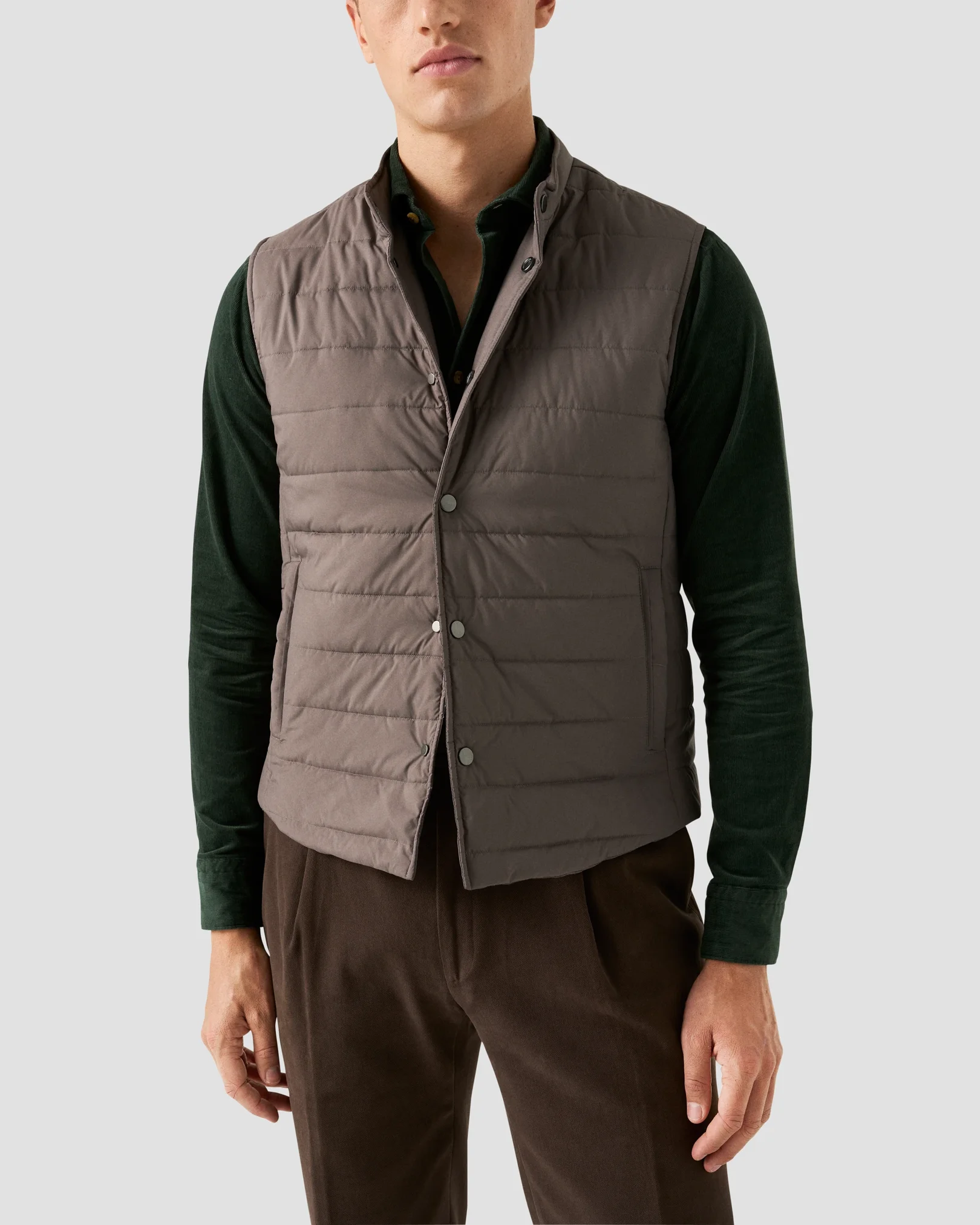 Eton - dark green corduroy widespread shirt