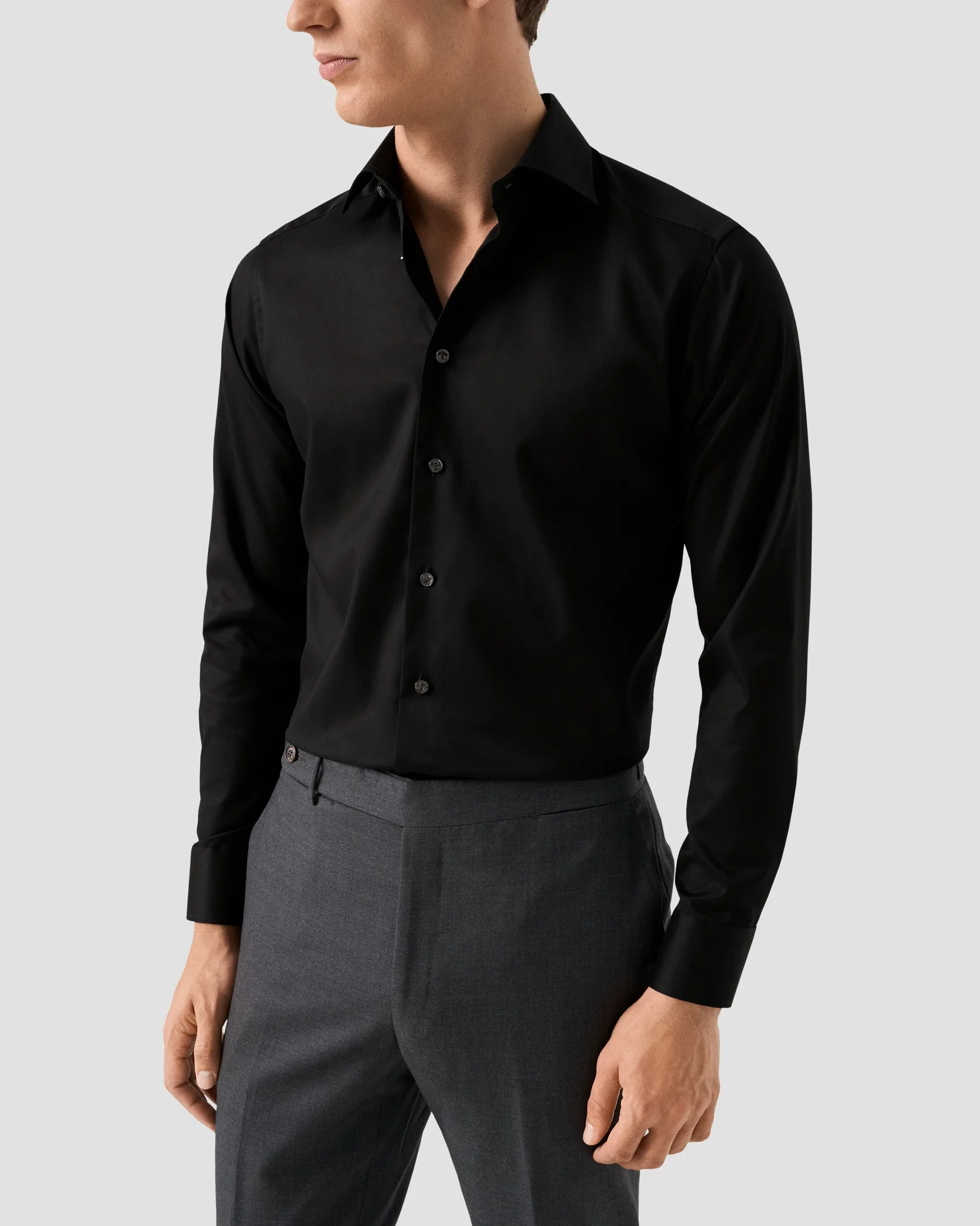Eton - black solid signature twill shirt