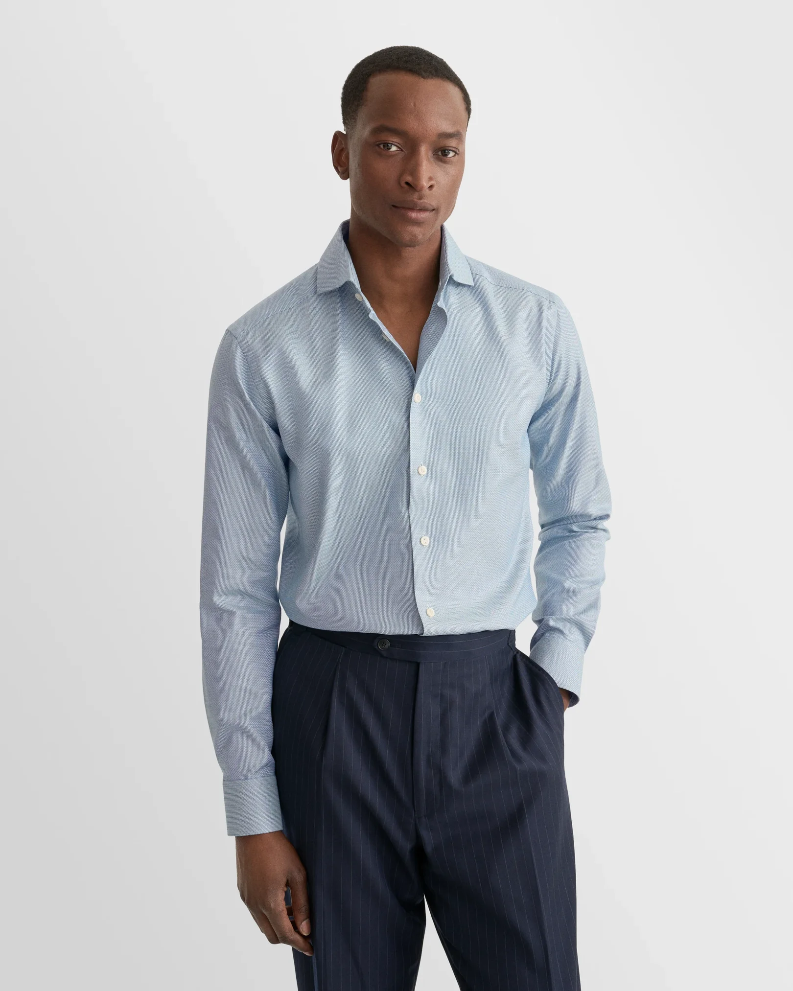 Eton - dark blue semi solid dobby shirt