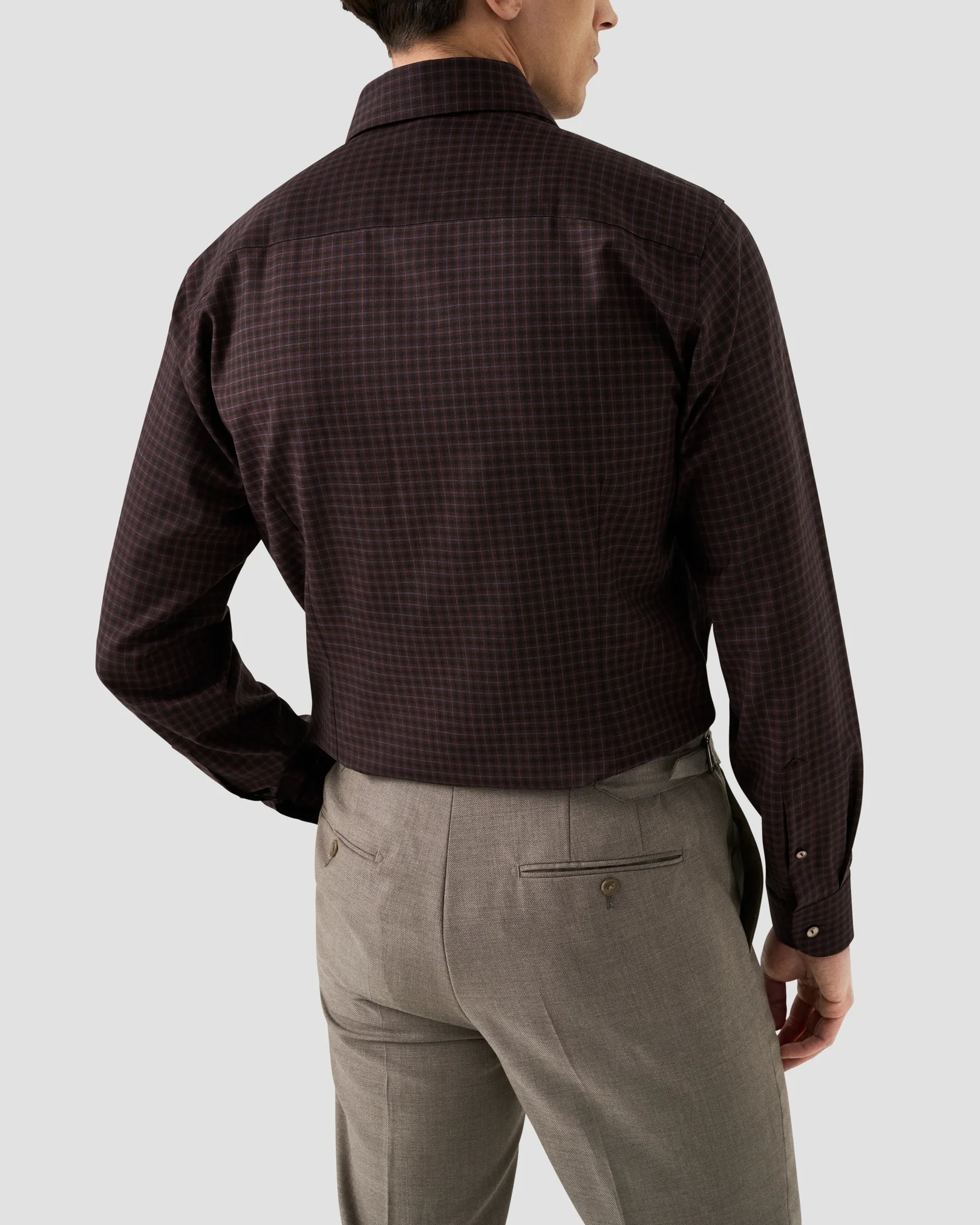 Eton - red check merino shirt