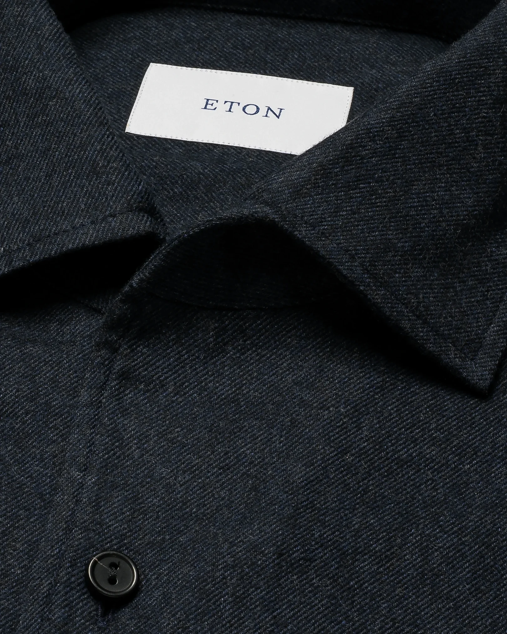 Eton - navy blue solid flannel shirt navy 266