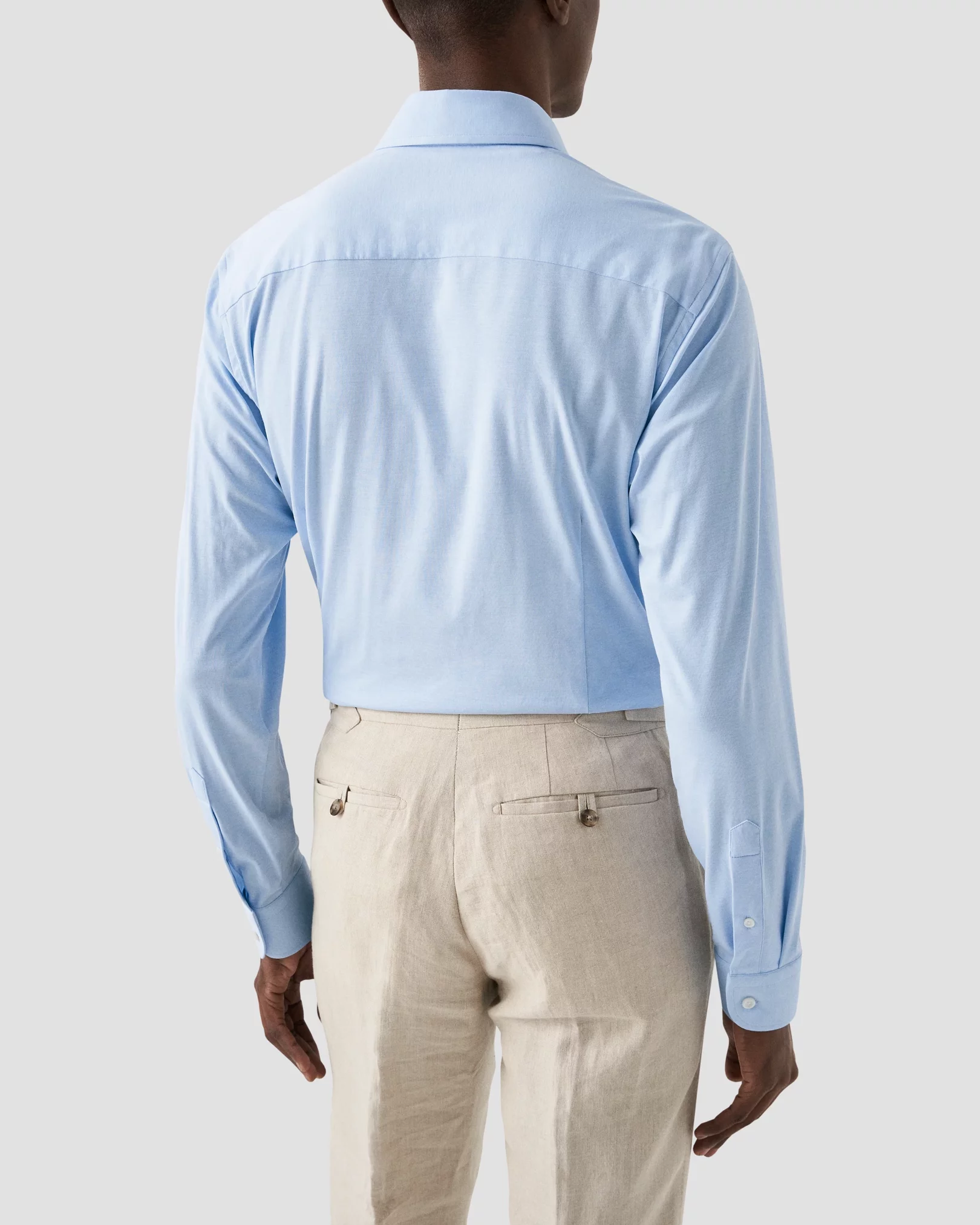 Light Blue Cotton Four-Way Stretch Shirt - Eton
