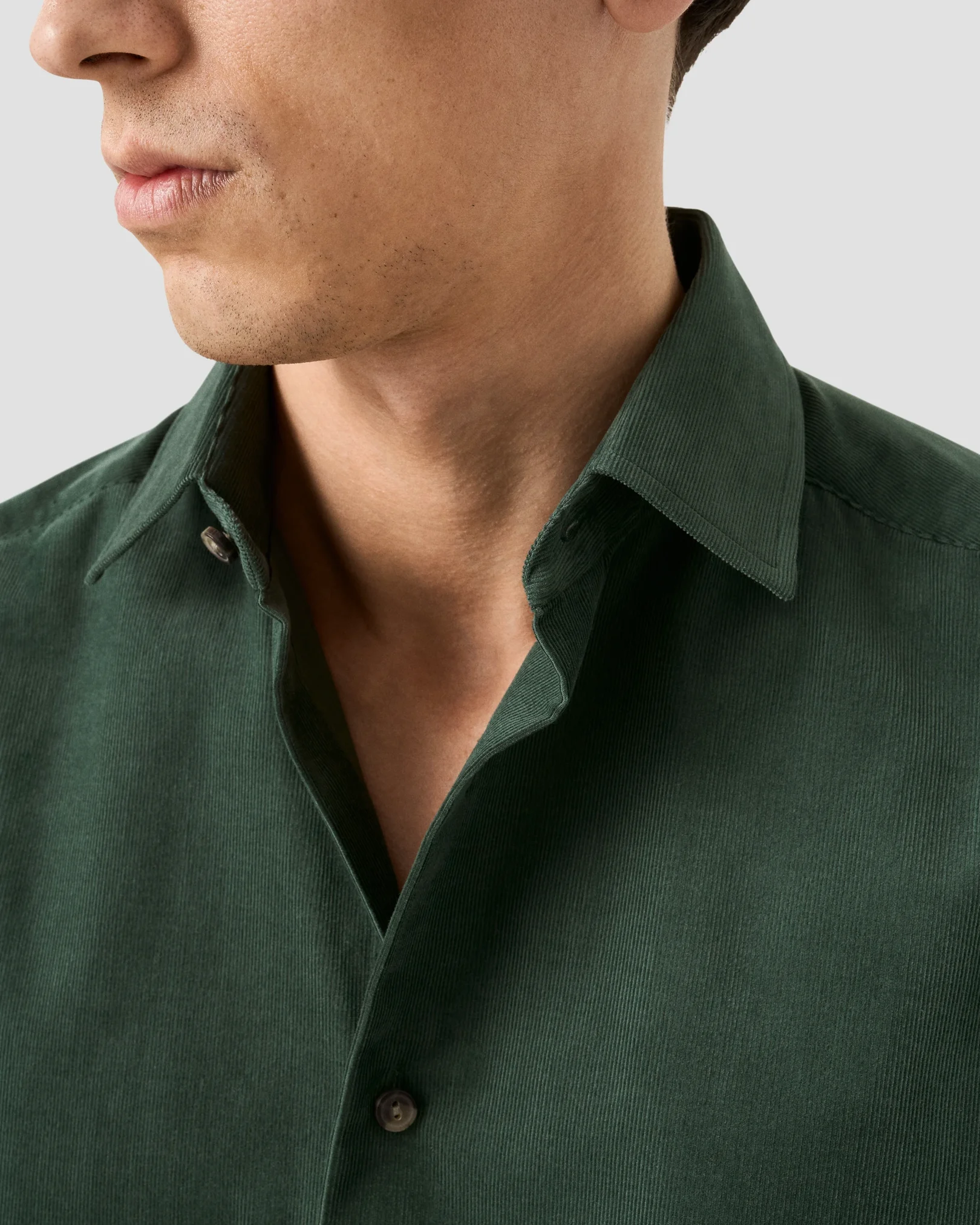 Eton - dark green solid corduroy shirt