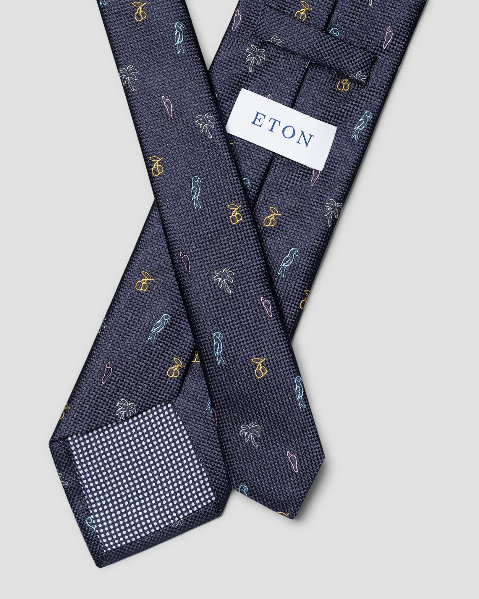 Eton - dark blue motif woven silk tie