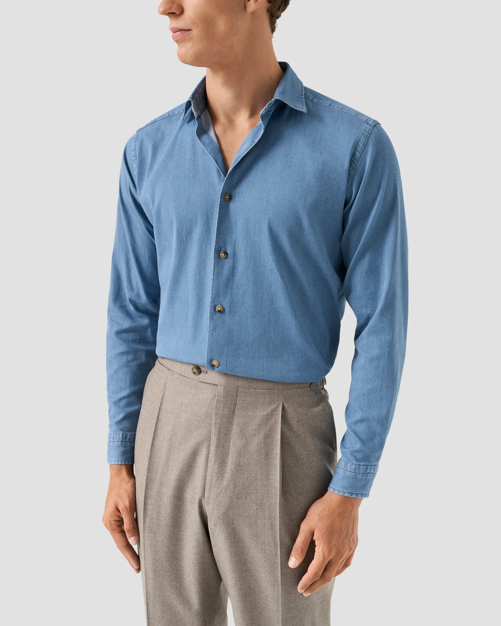 Eton - light wash denim stretch shirt