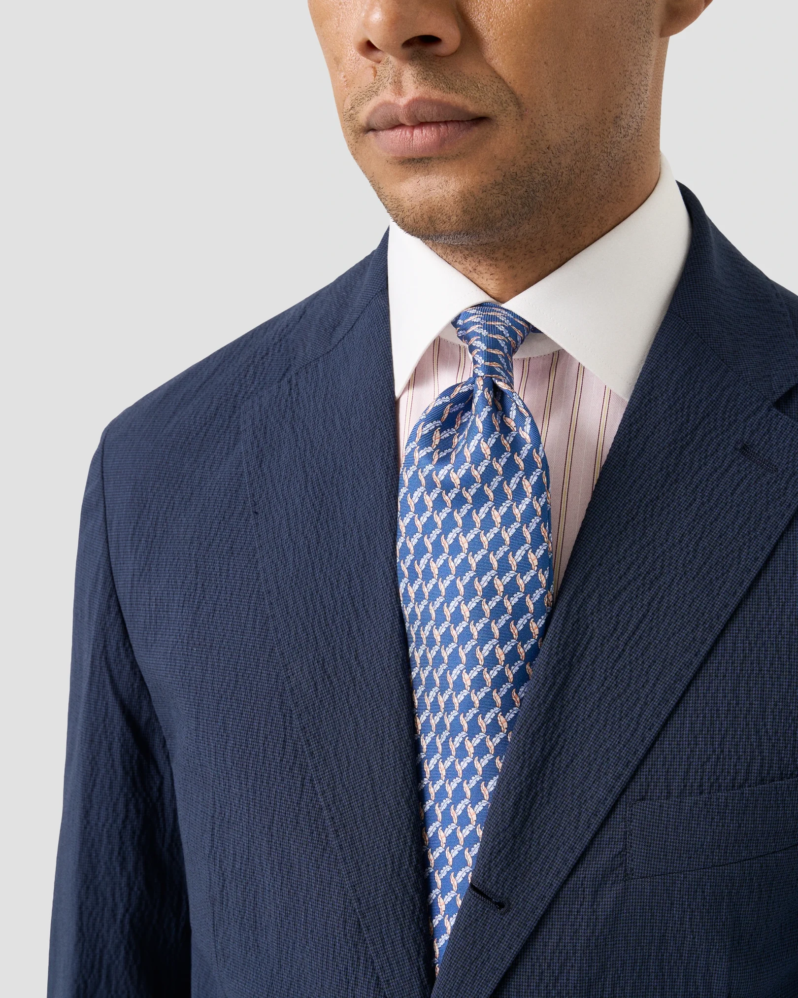 Eton - Striped White Collar Signature Twill Shirt